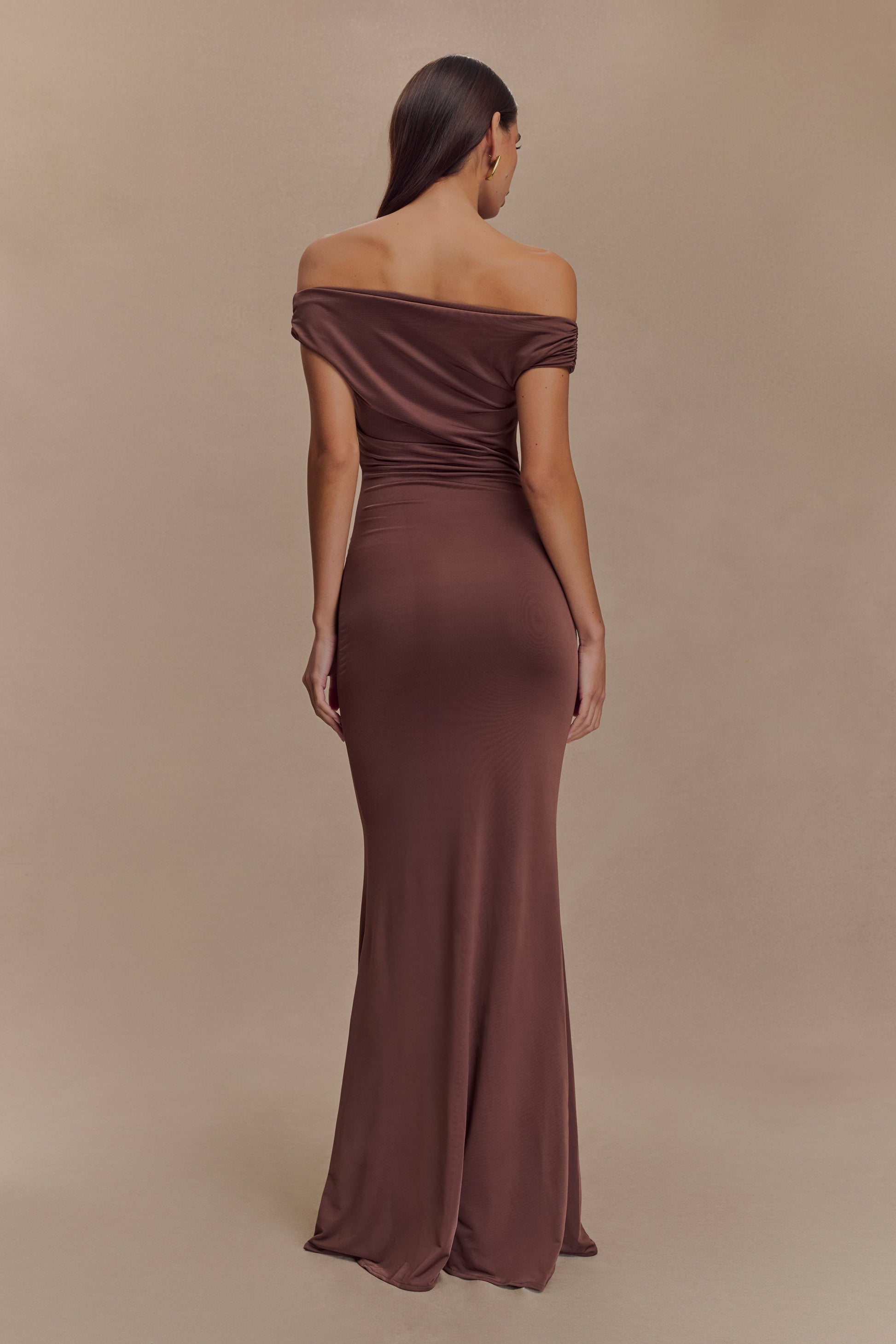 Kinsley Slinky Maxi Dress With Hardware - Chocolate #3