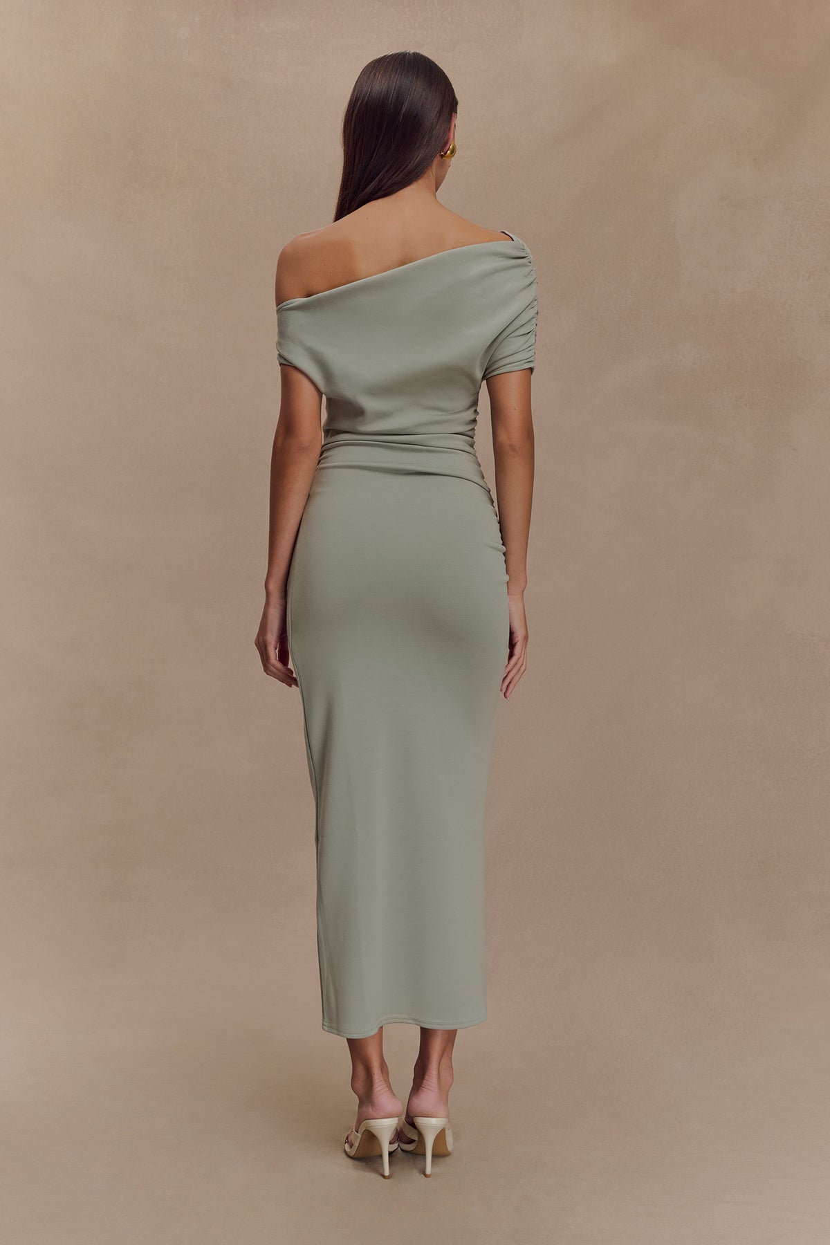 Kendra Scuba Jersey Midi Dress With Hardware - Sage #3