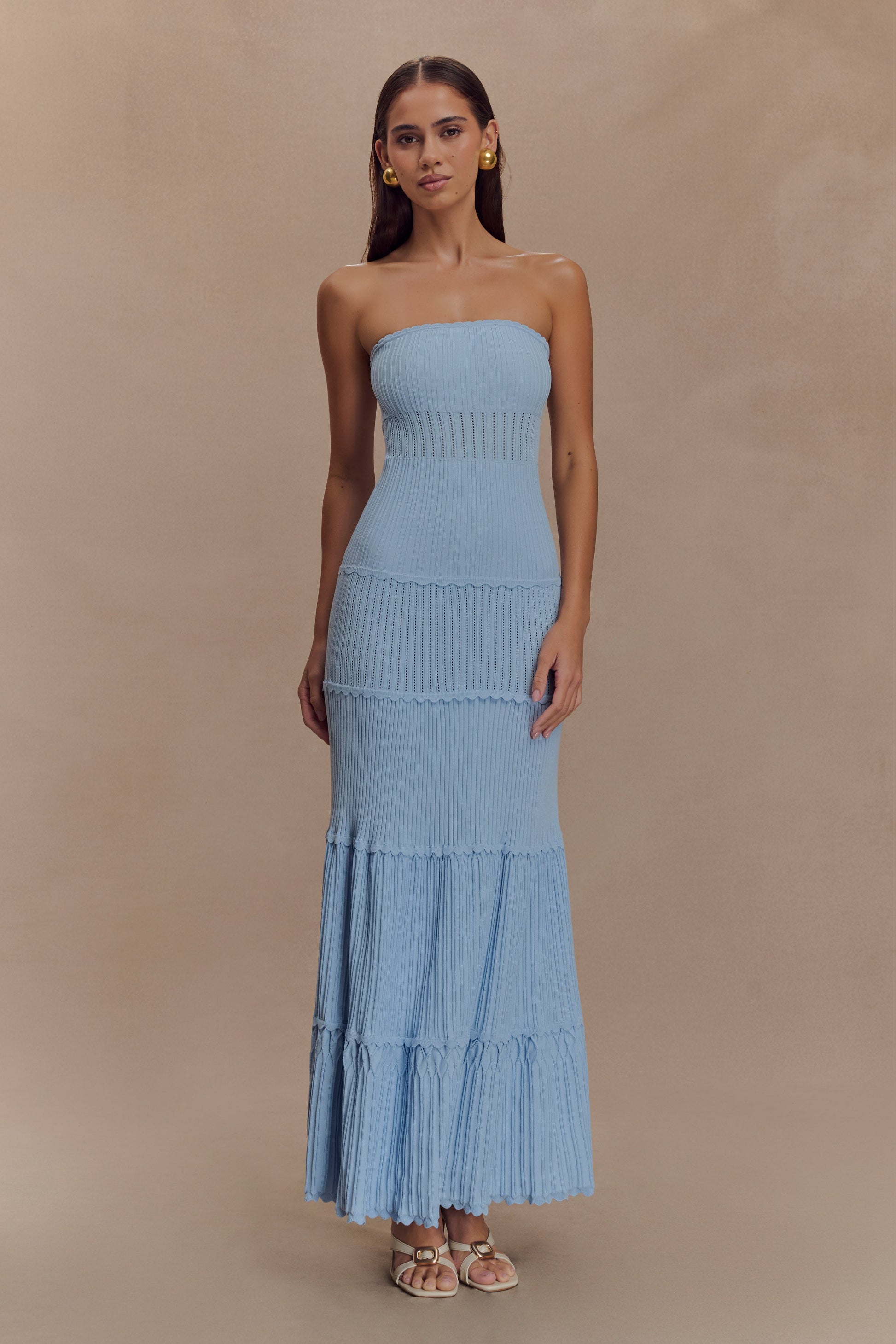 Finley Pointelle Knit Maxi Dress - Cornflower Blue #6