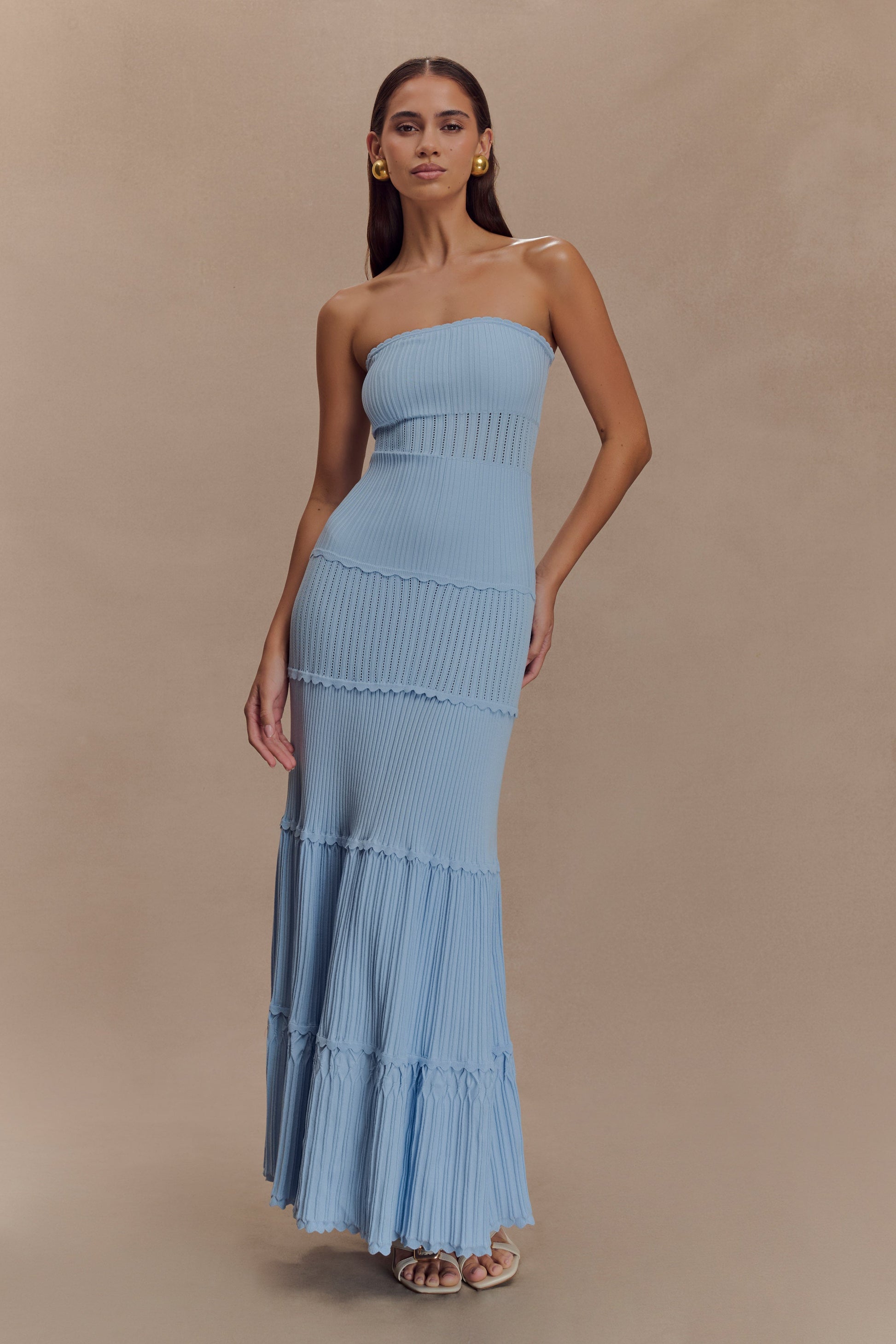 Finley Pointelle Knit Maxi Dress - Cornflower Blue #6