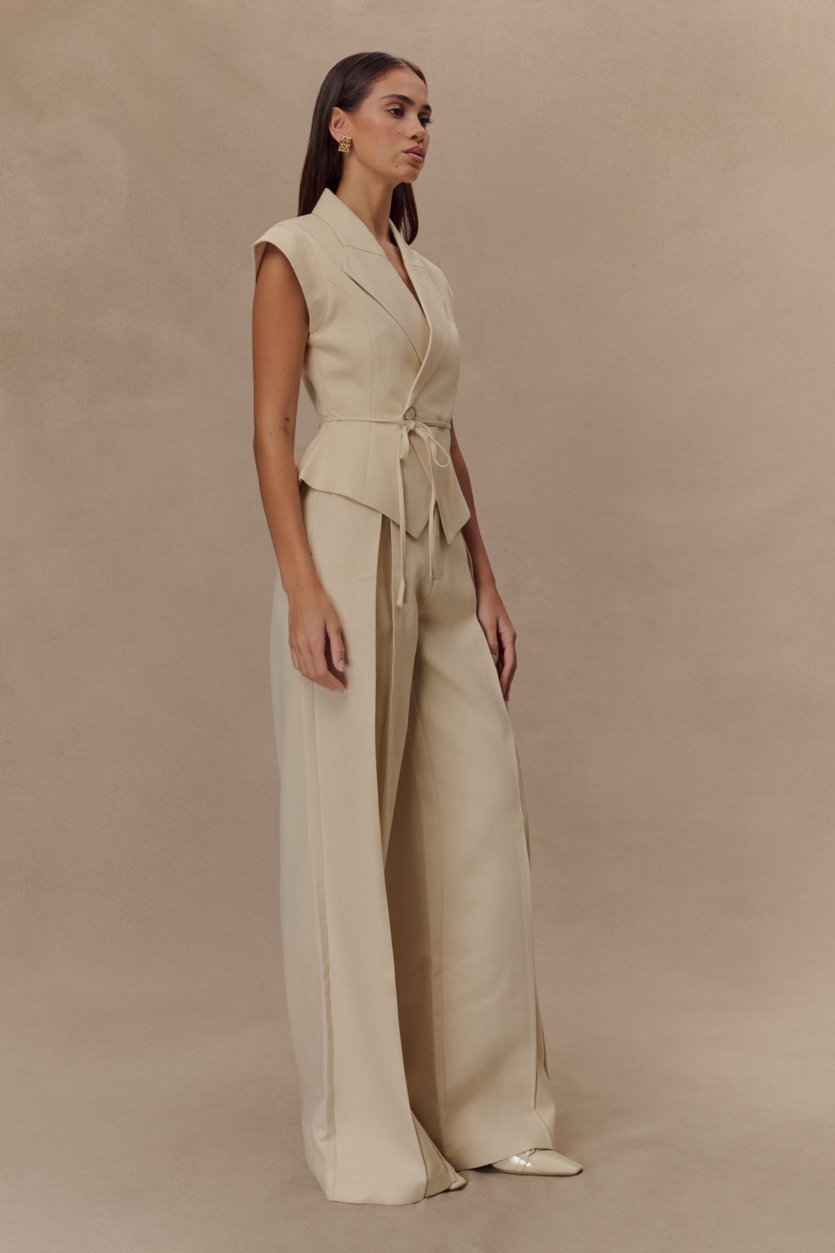 Andina Shortsleeve Linen Top - Natural Beige #5