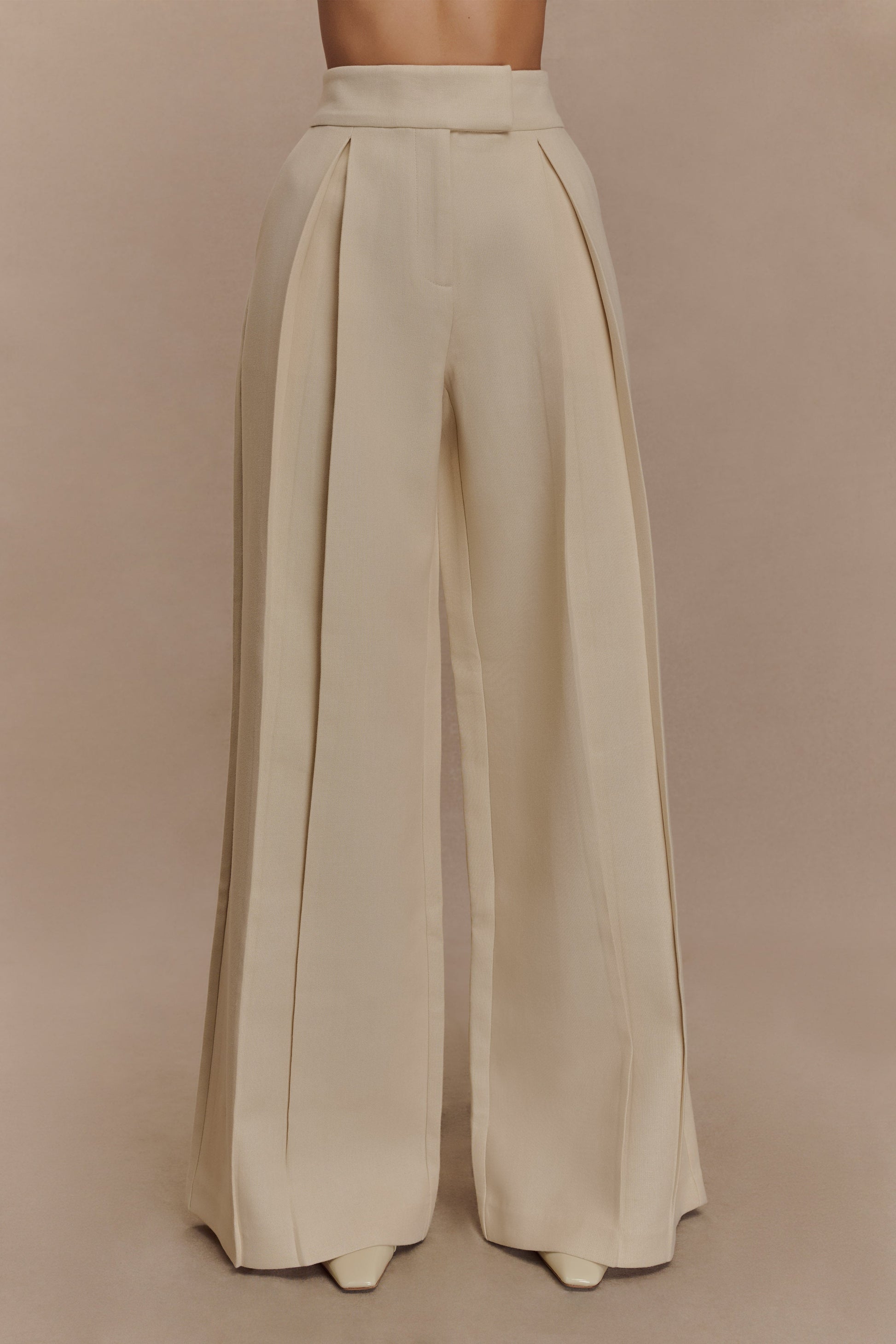Raya Mid Rise Wide Leg Linen Pant - Natural Beige #5