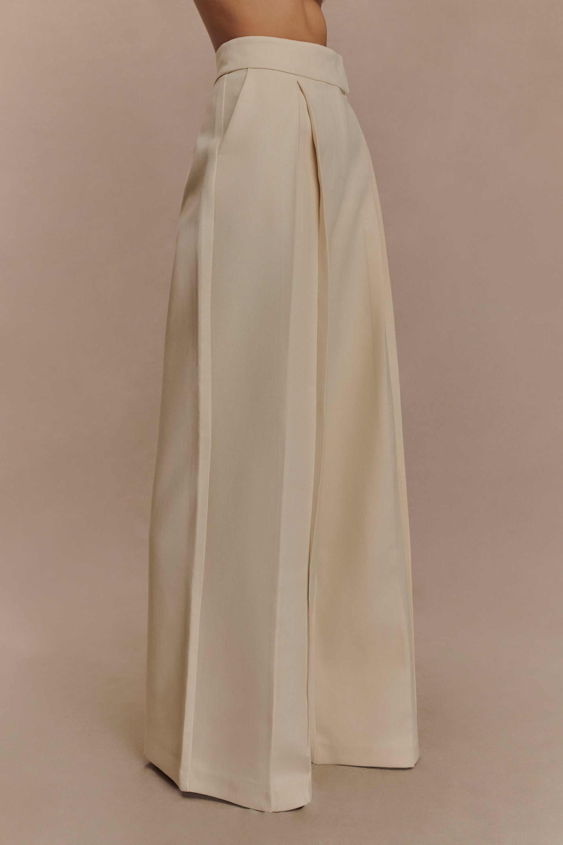 Raya Mid Rise Wide Leg Linen Pant - Natural Beige #4
