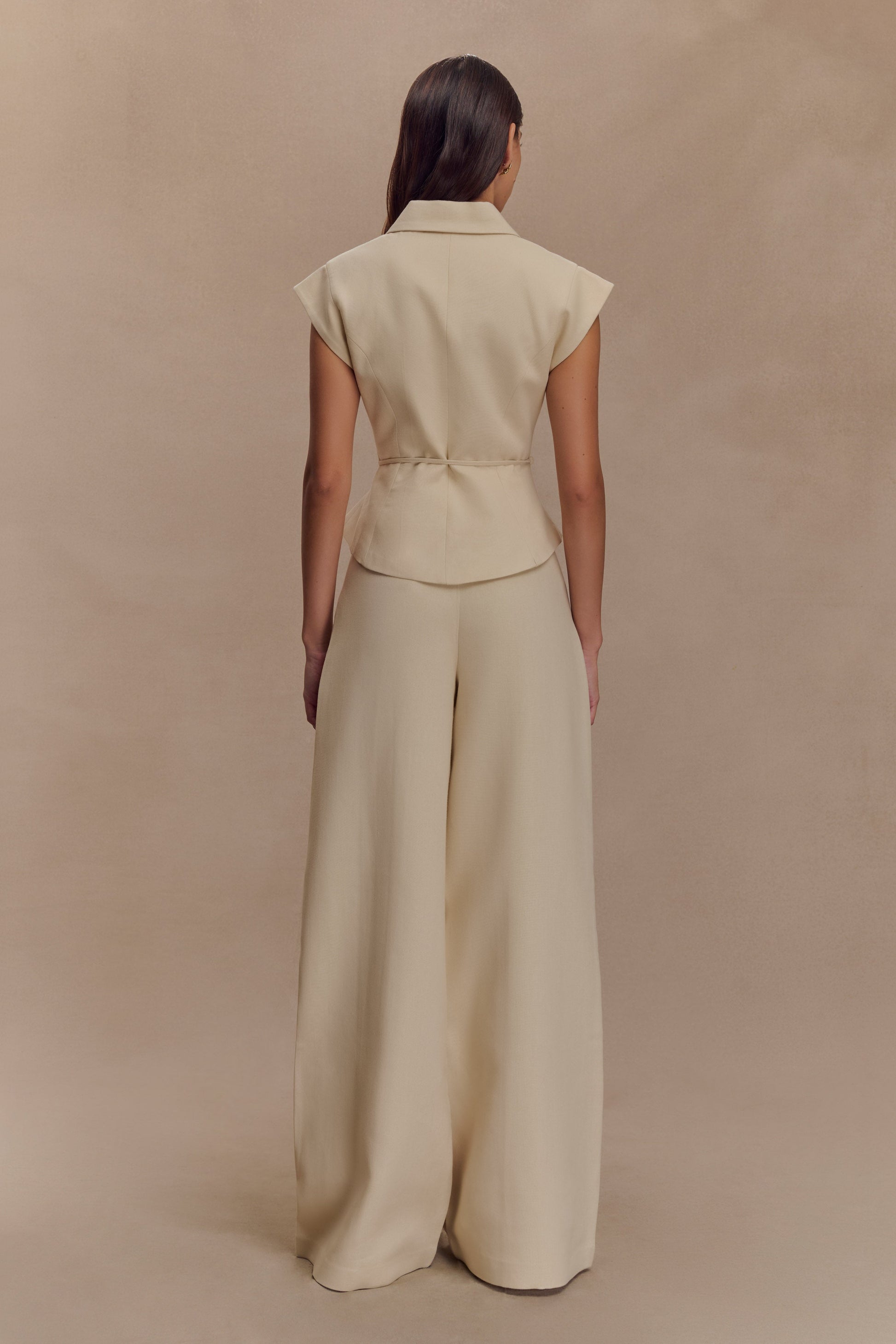 Andina Shortsleeve Linen Top - Natural Beige #6