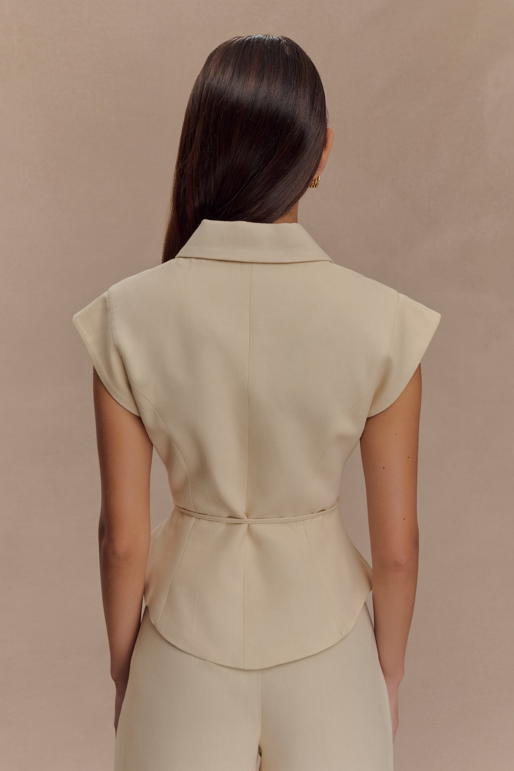 Andina Shortsleeve Linen Top - Natural Beige #2