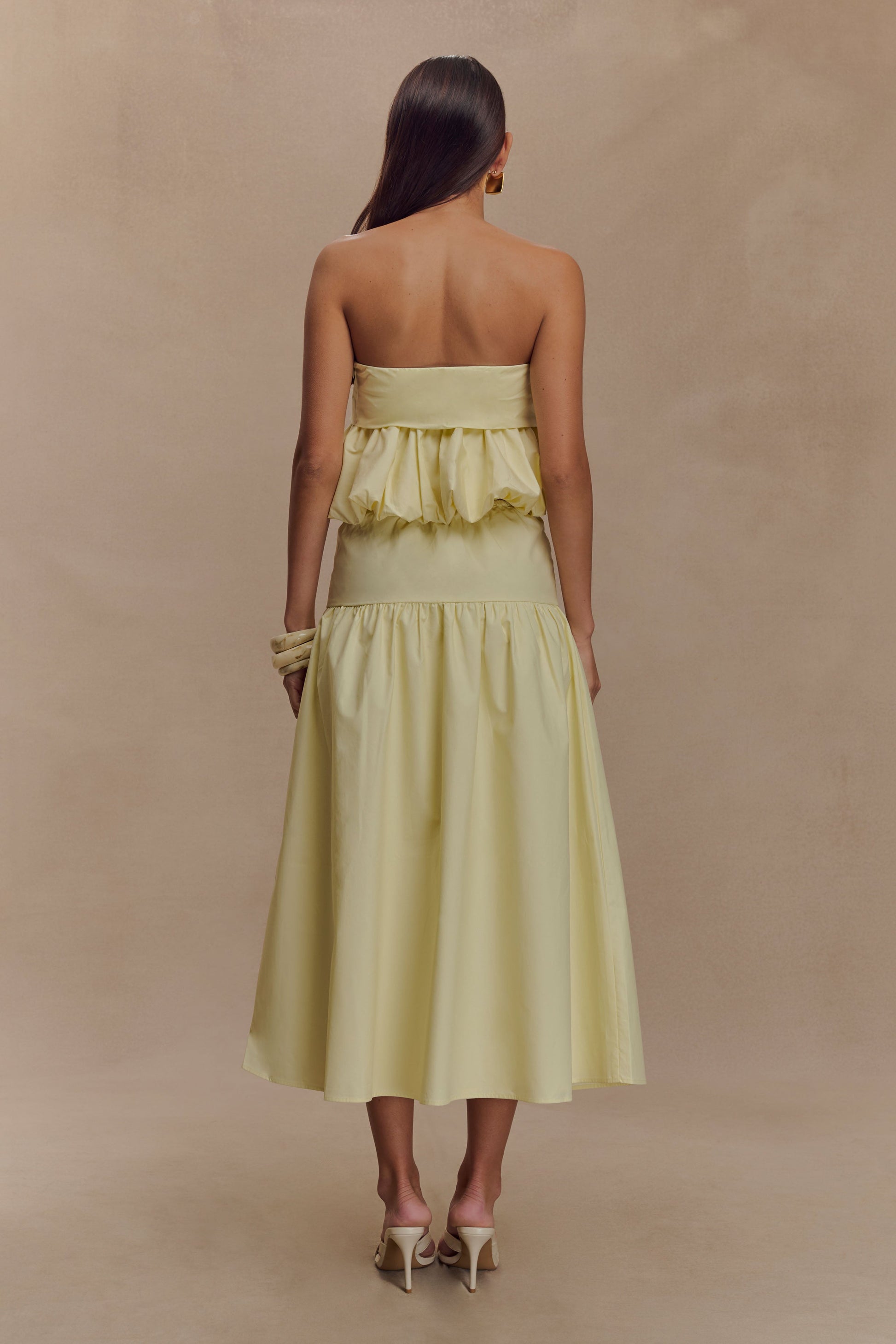 Amirah Strapless Bubble Crop Top - Lemon #5