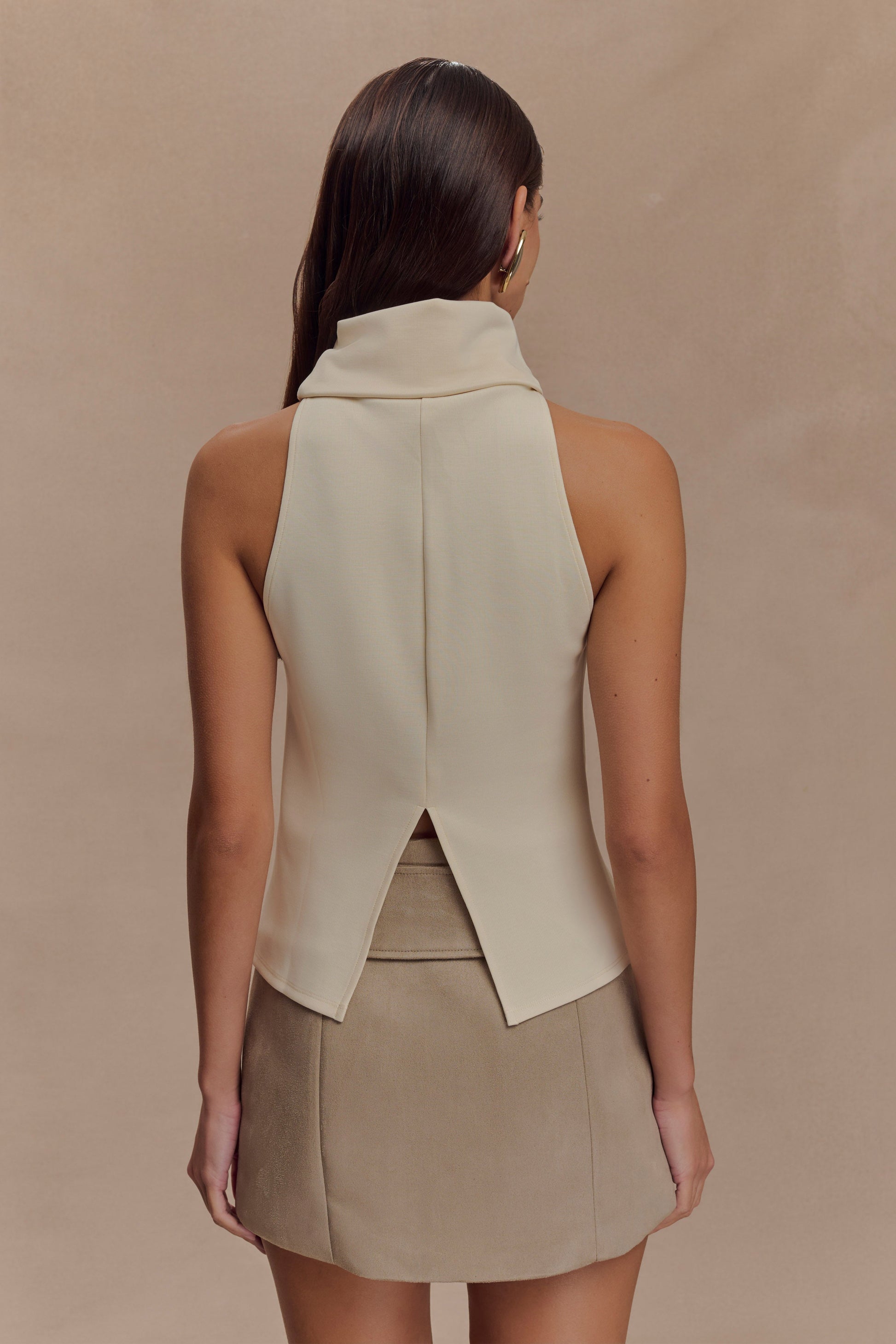 Birdie High Neck Sleeveless Top - Ivory #3
