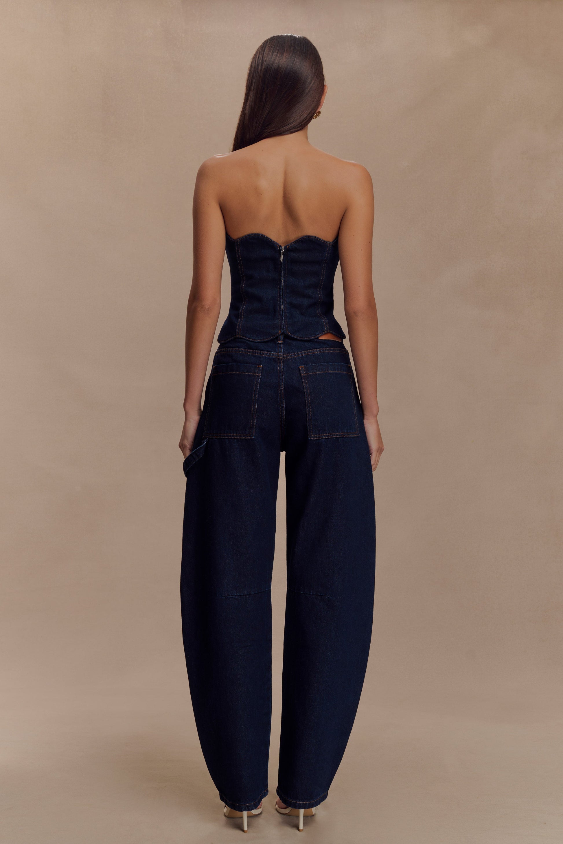 Oakley Strapless Scallop Denim Top - Indigo Blue #2