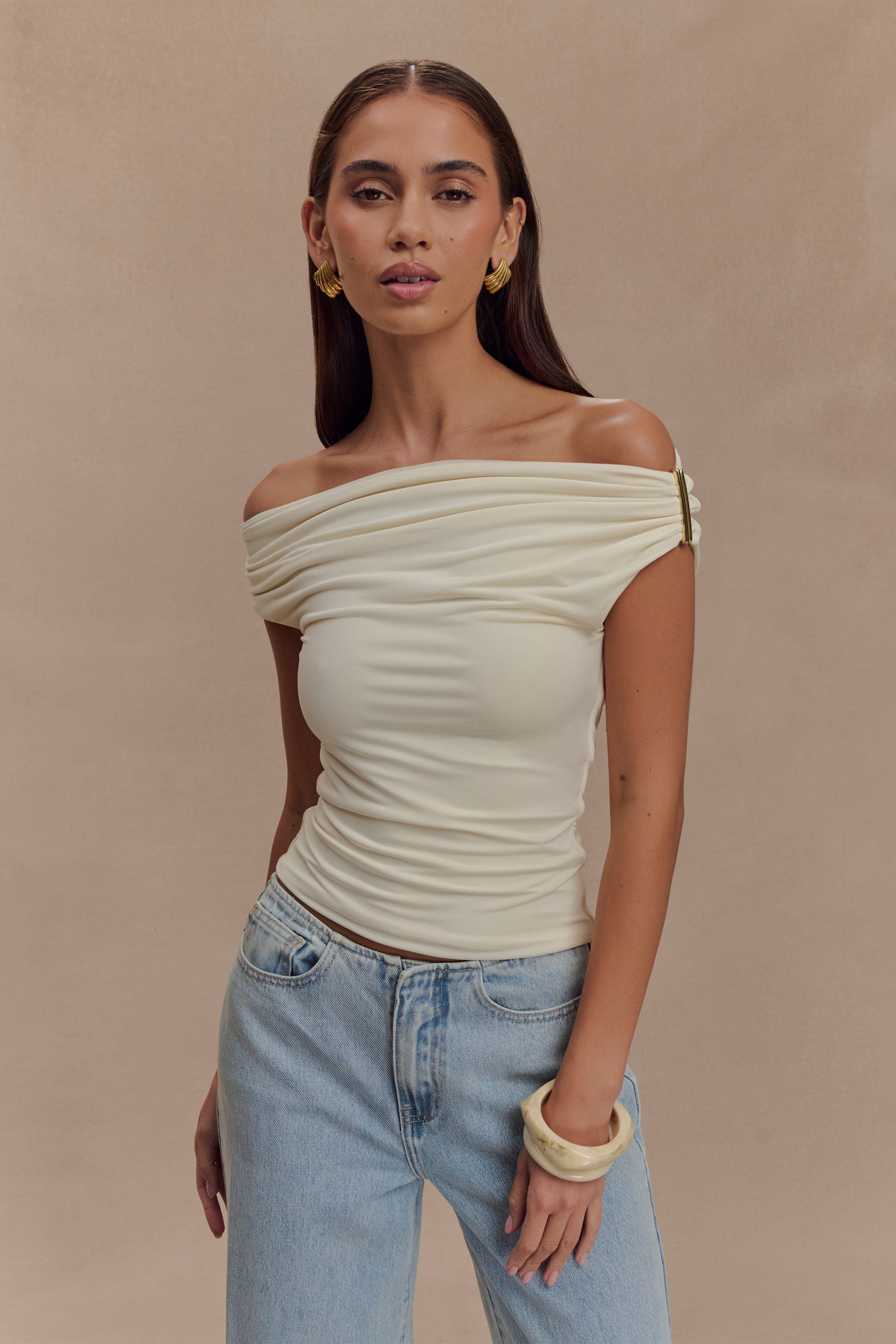 Kinsley Slinky Top With Hardware - Ivory #6