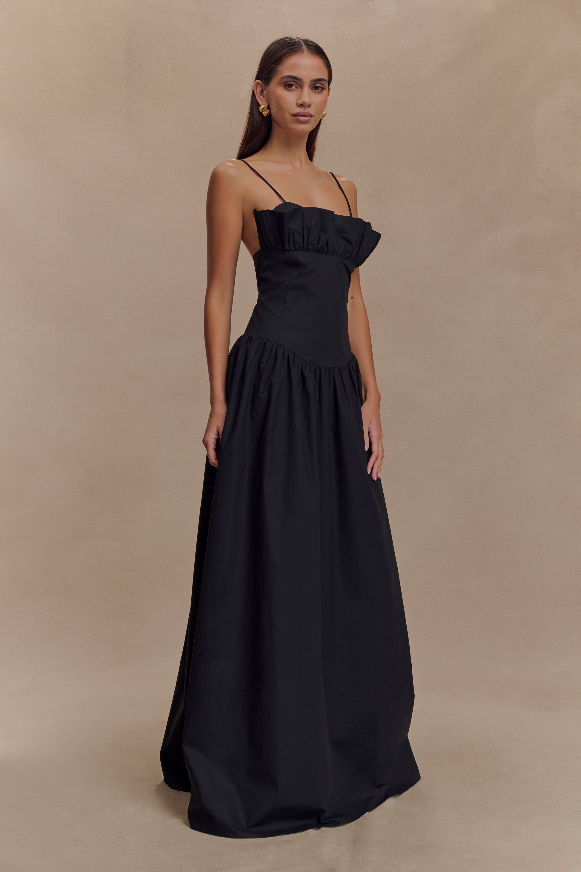 Janis Cotton Frill Maxi Dress - Black #4