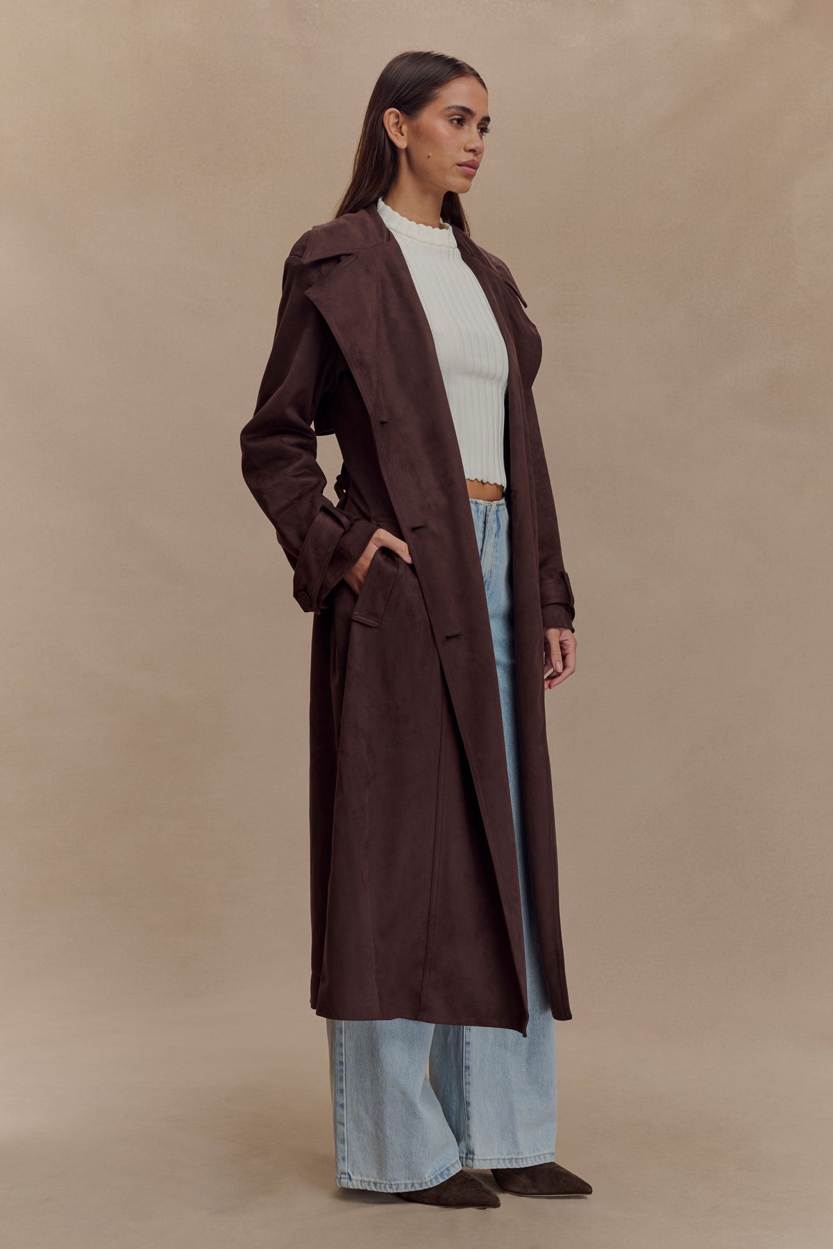 Marc Faux Suede Coat - Cocoa Chocolate #5