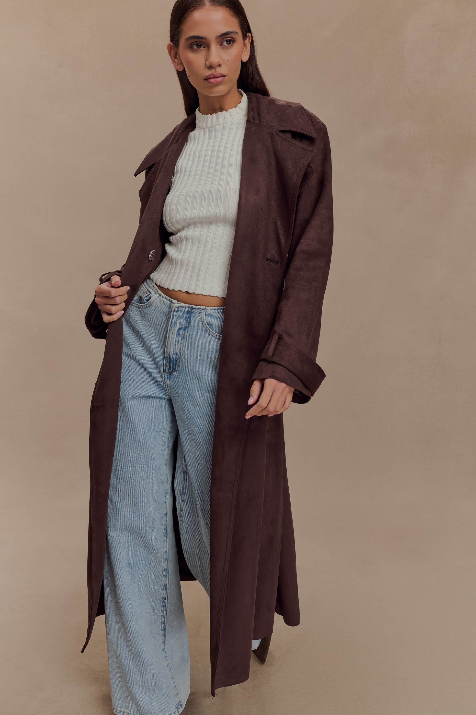 Marc Faux Suede Coat - Cocoa Chocolate #7