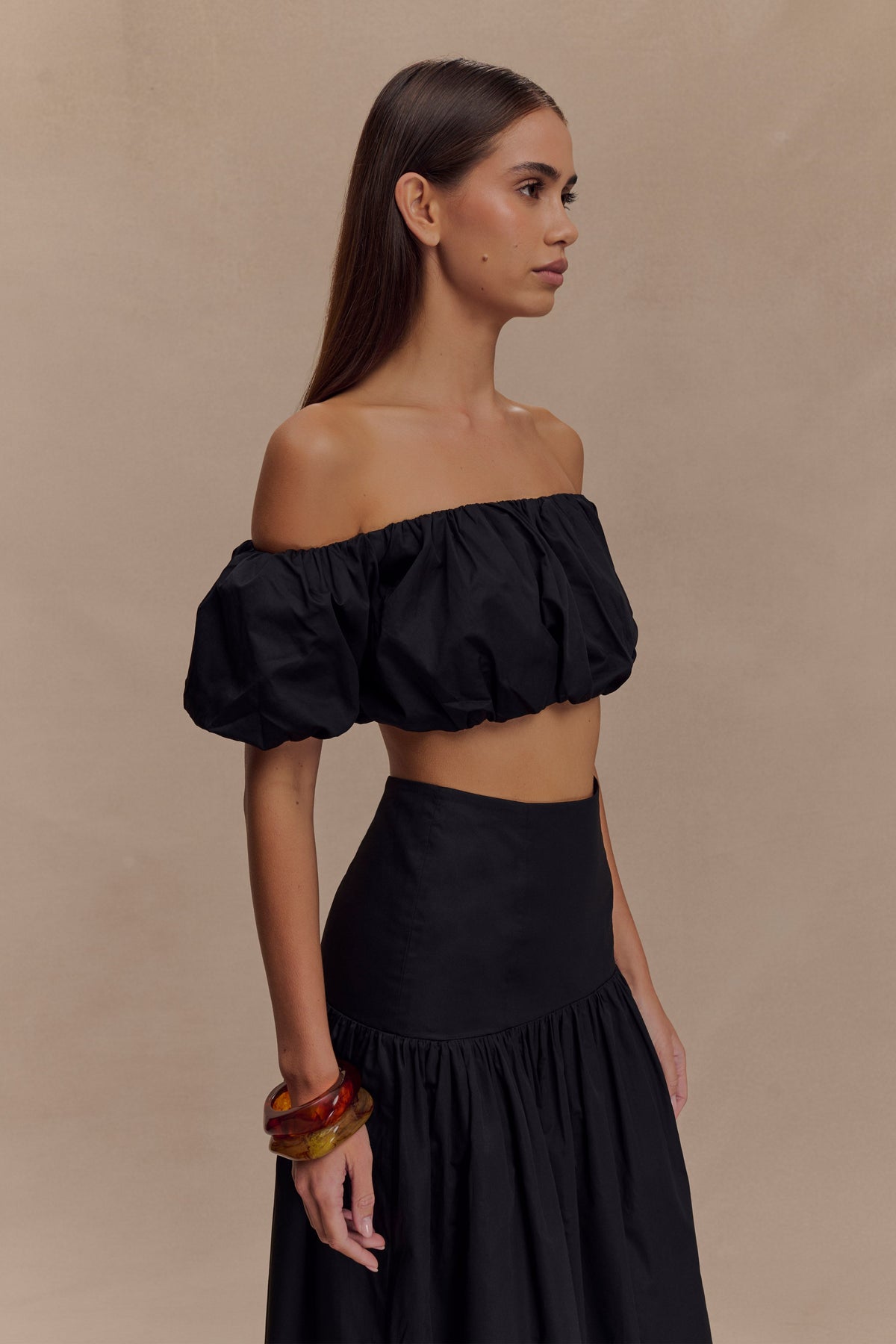 Autumn Off Shoulder Bubble Top - Black #4