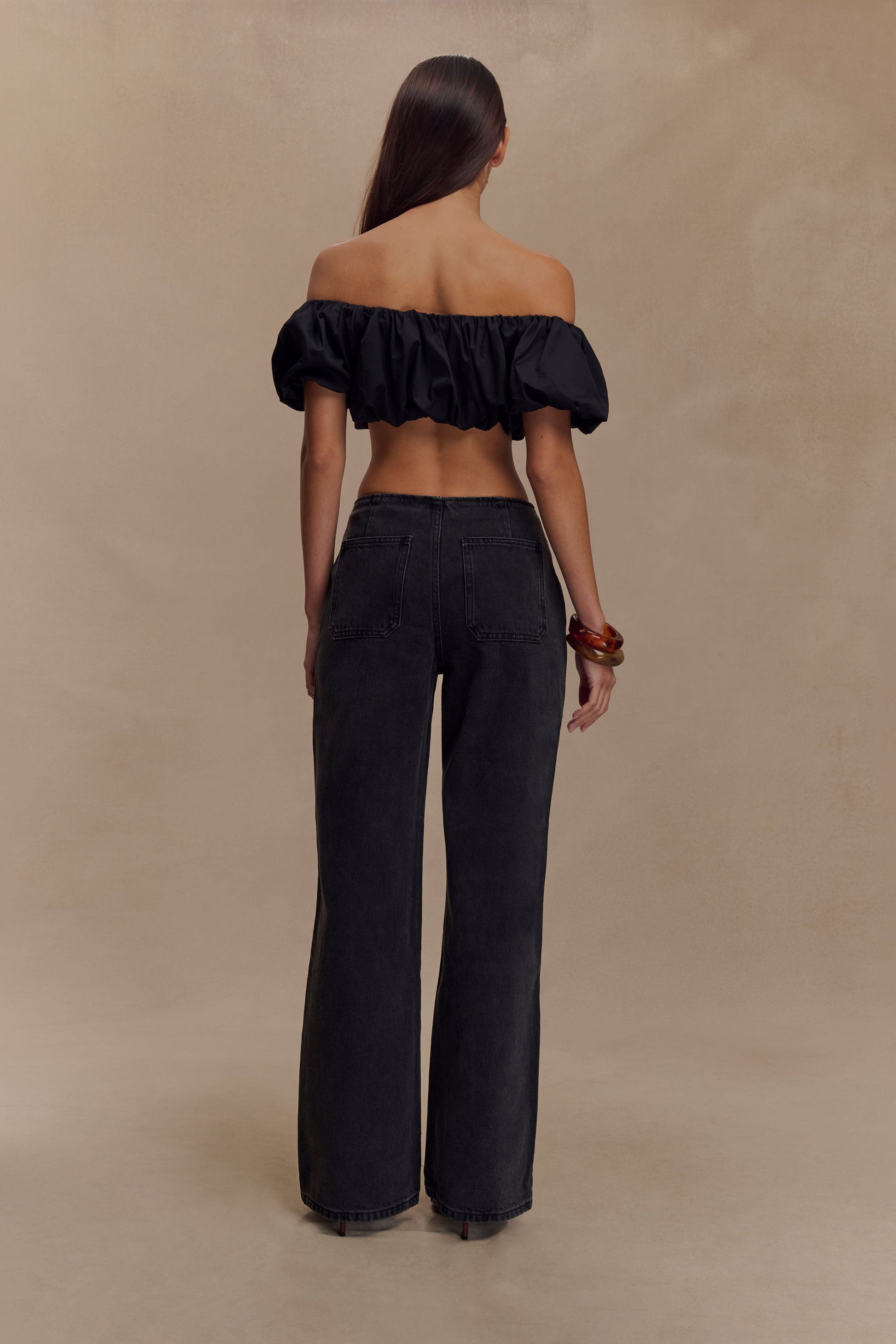 Caitlin Mid Rise Denim Jeans - Washed Black #5