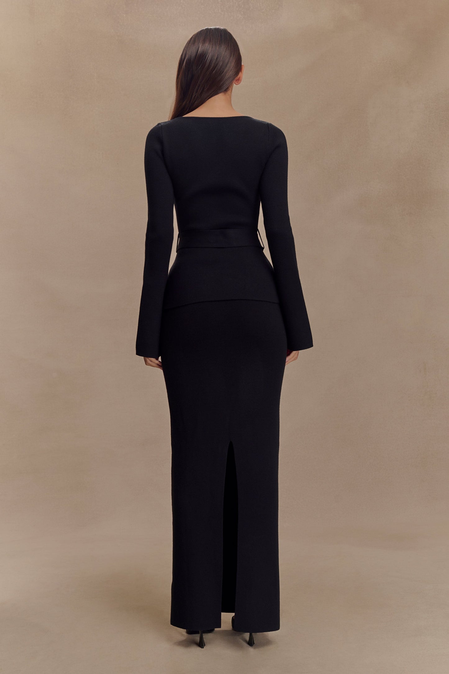 Justine Belted Knit Top - Black