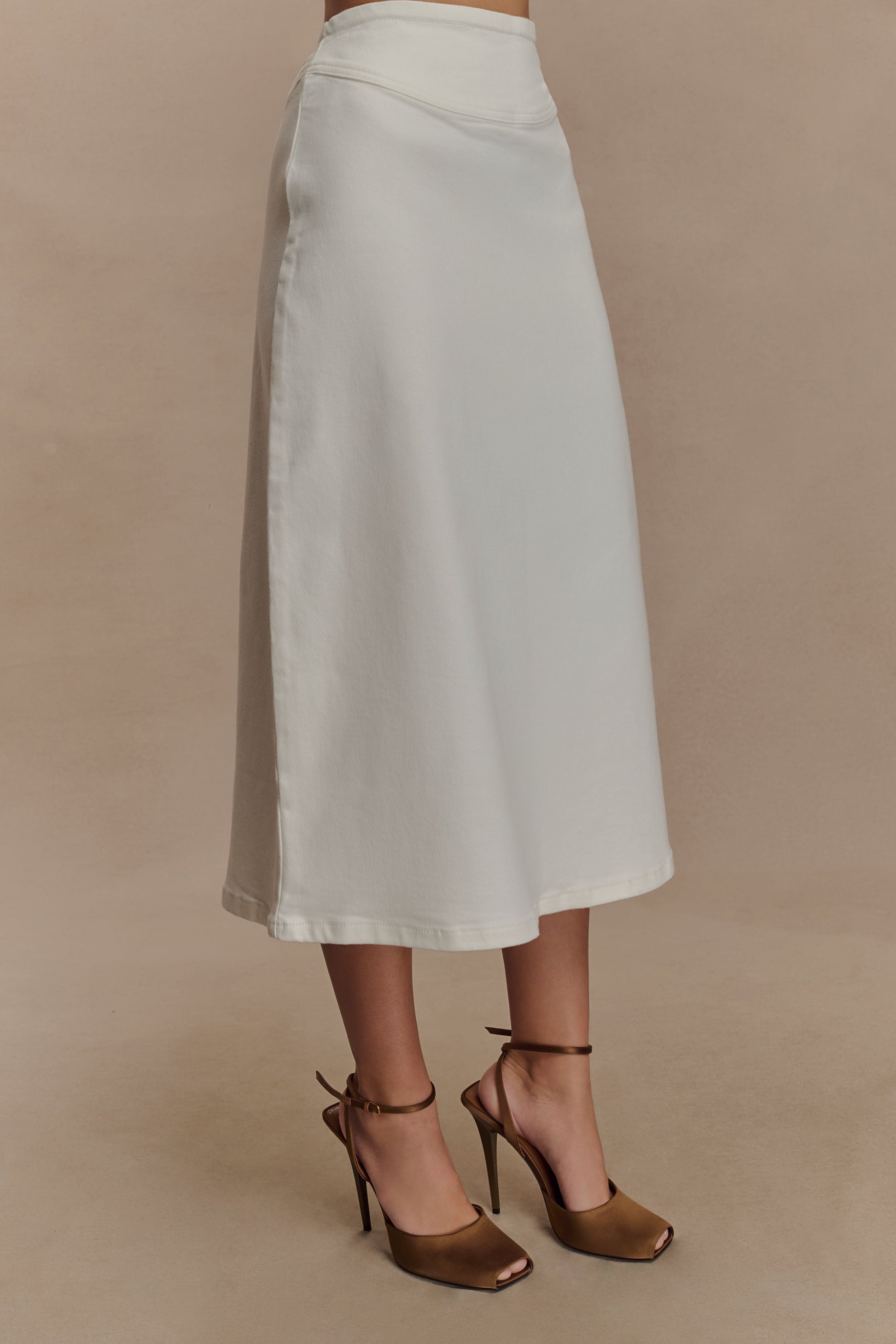 Cecilia Denim A-Line Midi Skirt - White #4