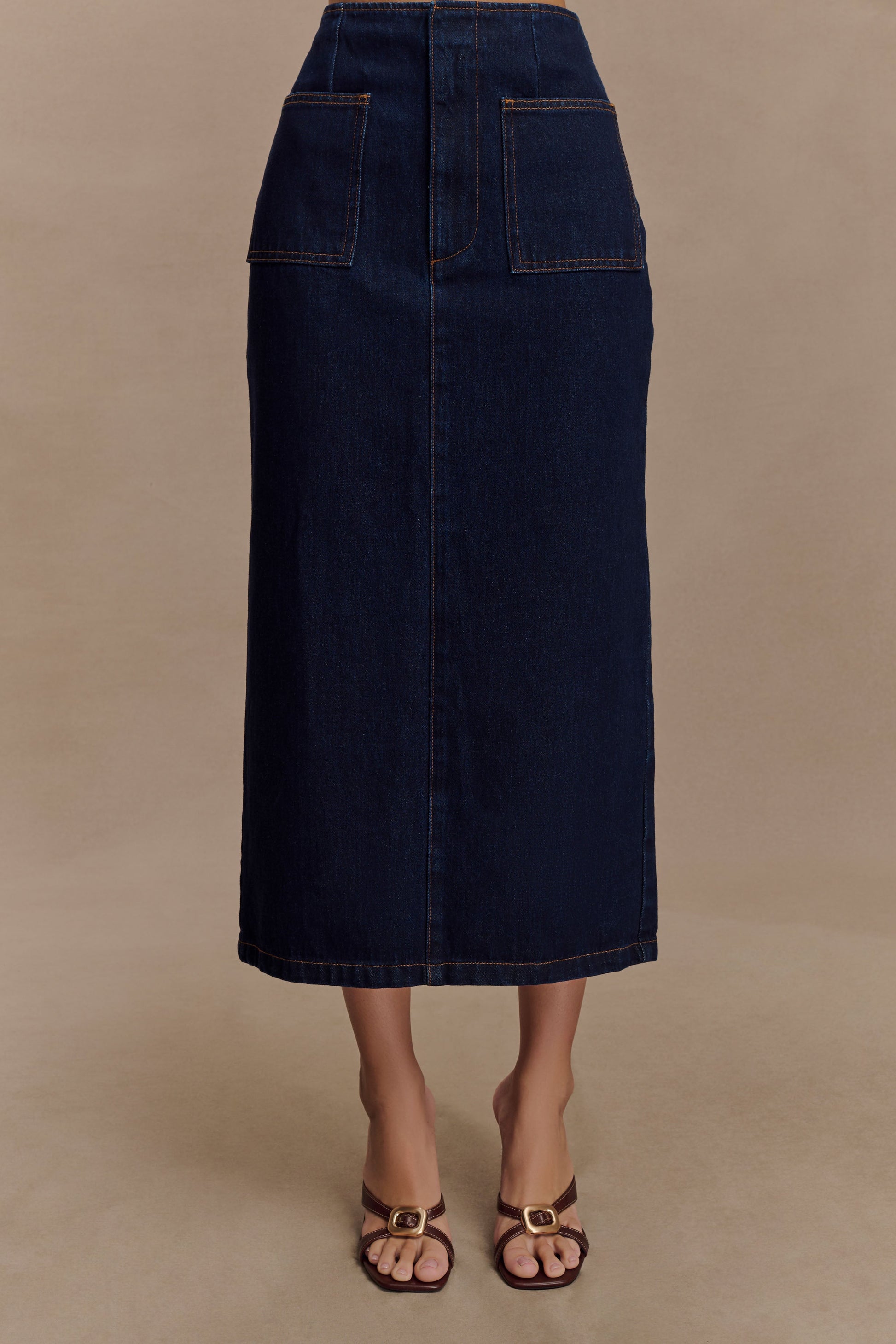 Fallon Denim Midi Skirt - Indigo Blue #4