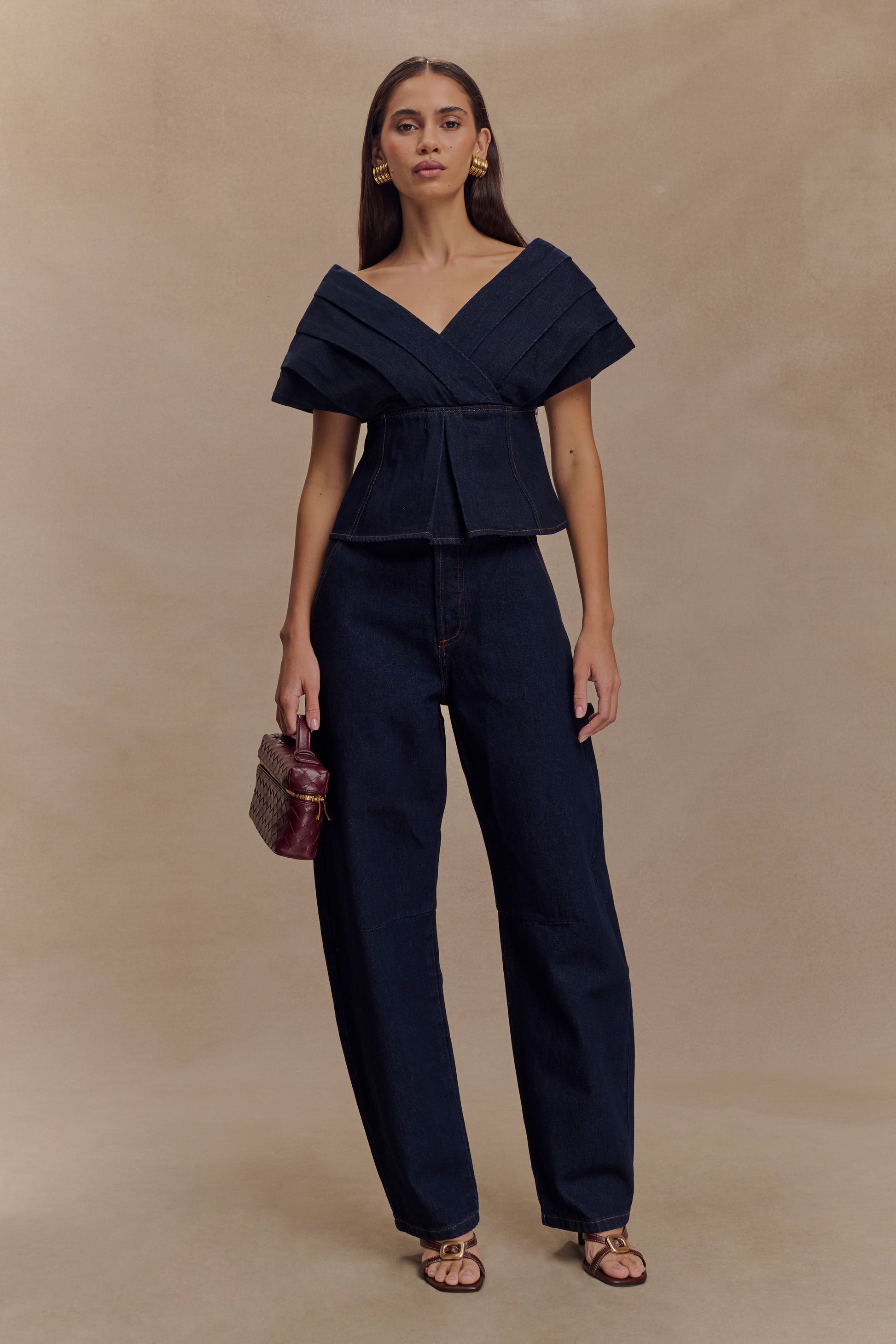 Rayne Off Shoulder Denim Top - Indigo Blue #6
