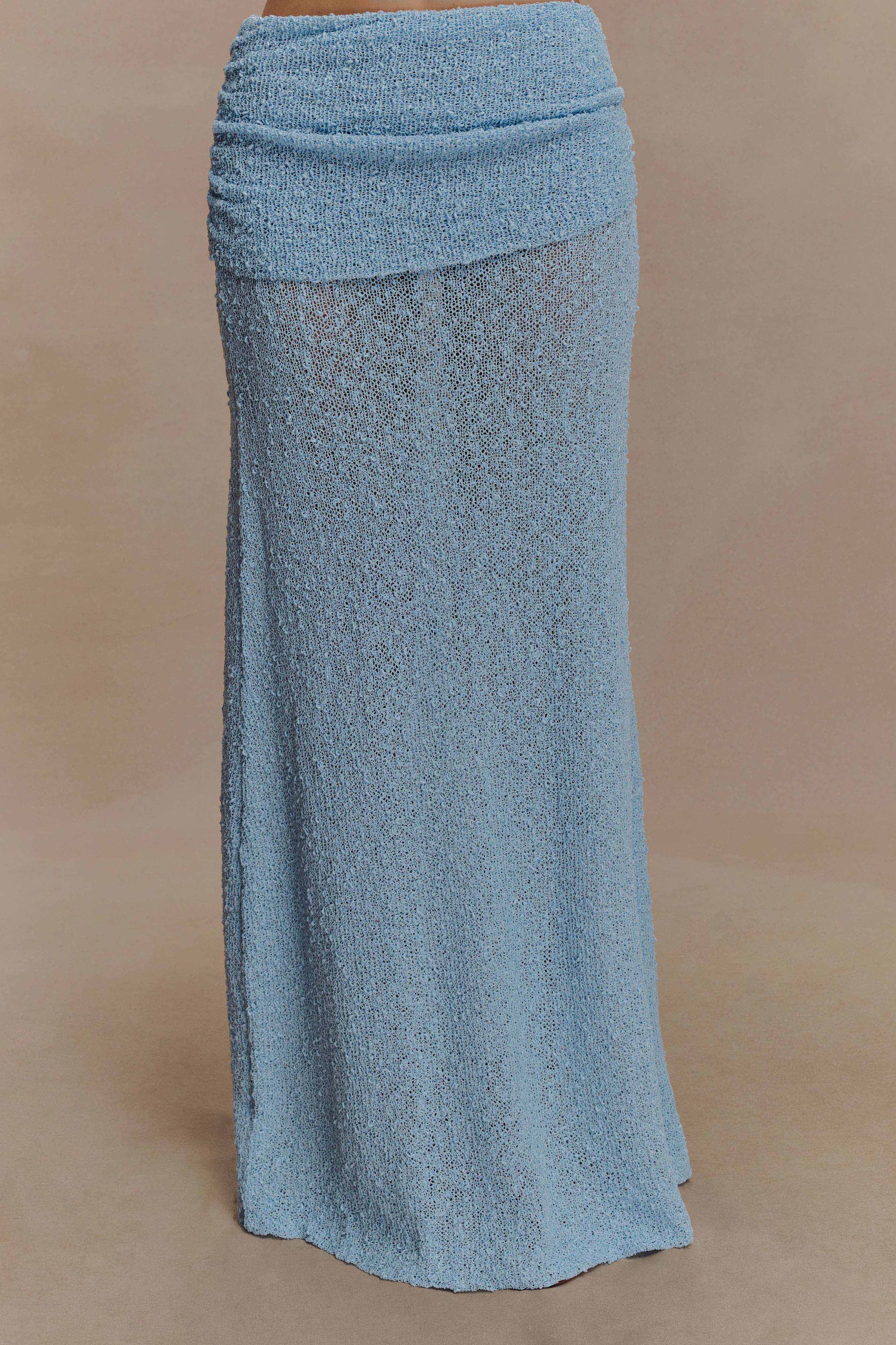 Petra Ruched Knit Maxi Skirt - Light Blue #7