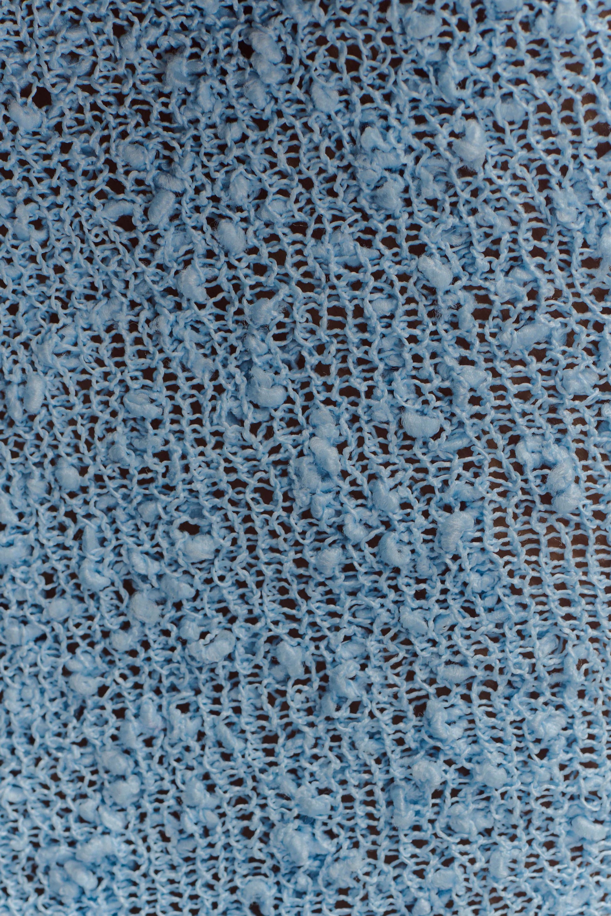 Chloe Off Shoulder Boucle Knit Top - Light Blue #7