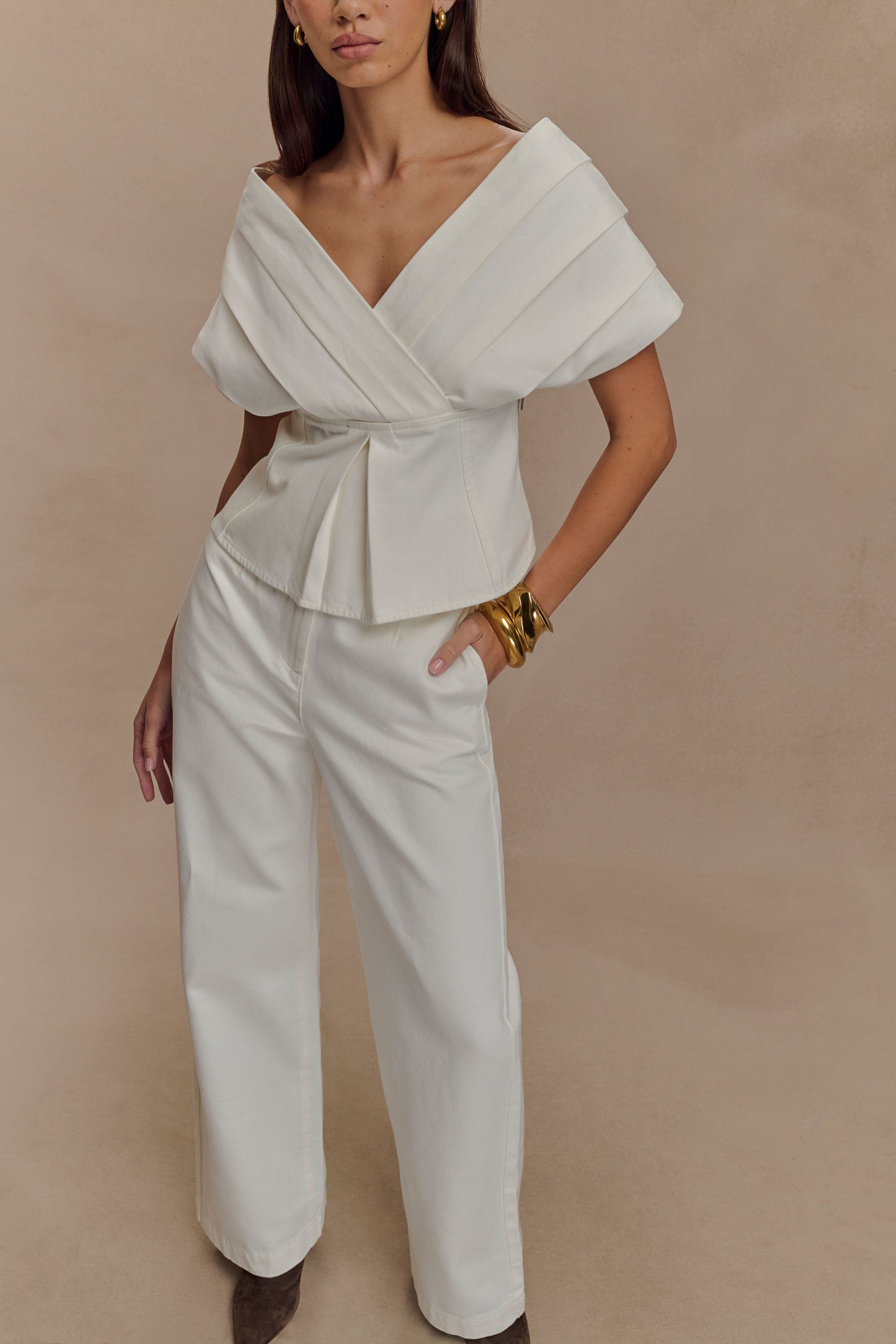 Rayne Wide Leg Denim Jeans - White