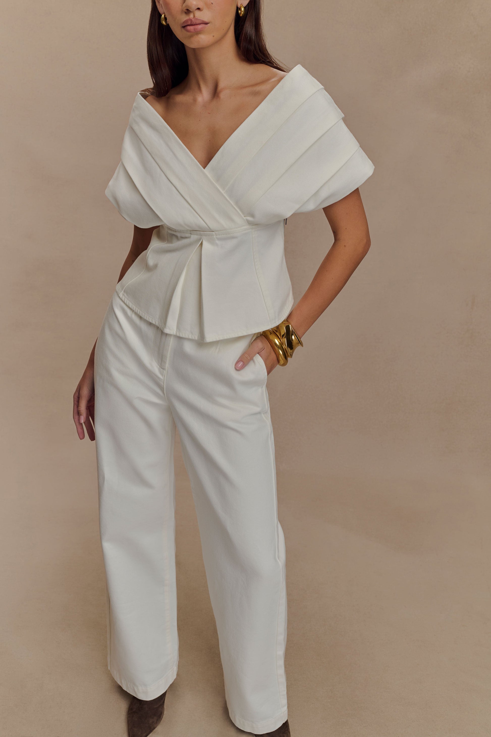 Rayne Wide Leg Denim Jeans - White #3