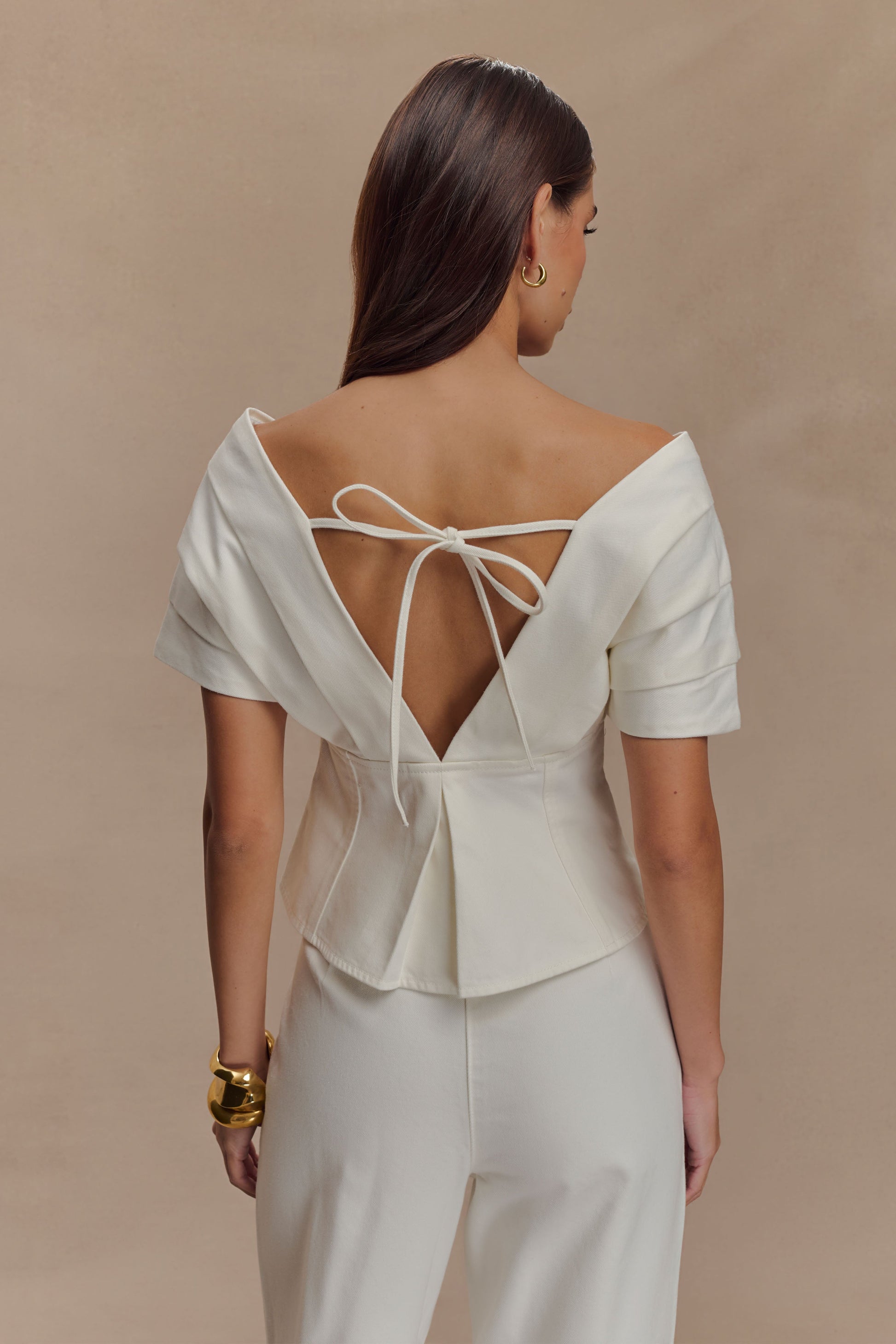 Rayne Off Shoulder Denim Top - White #2