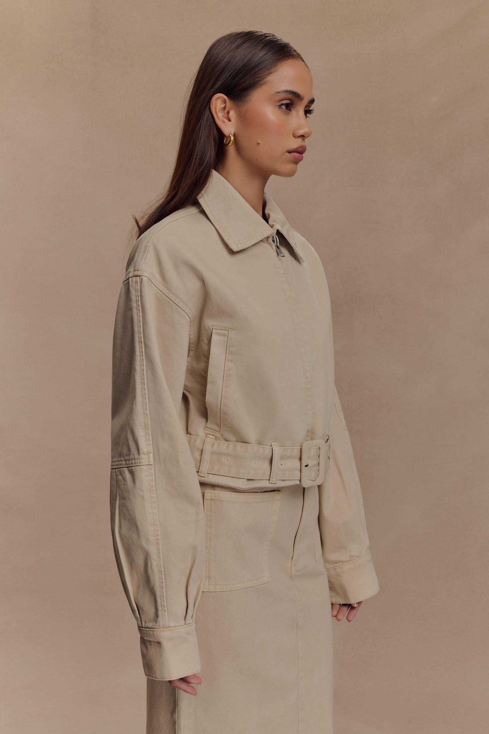 Fallon Cropped Denim Jacket - Stone Wash #5