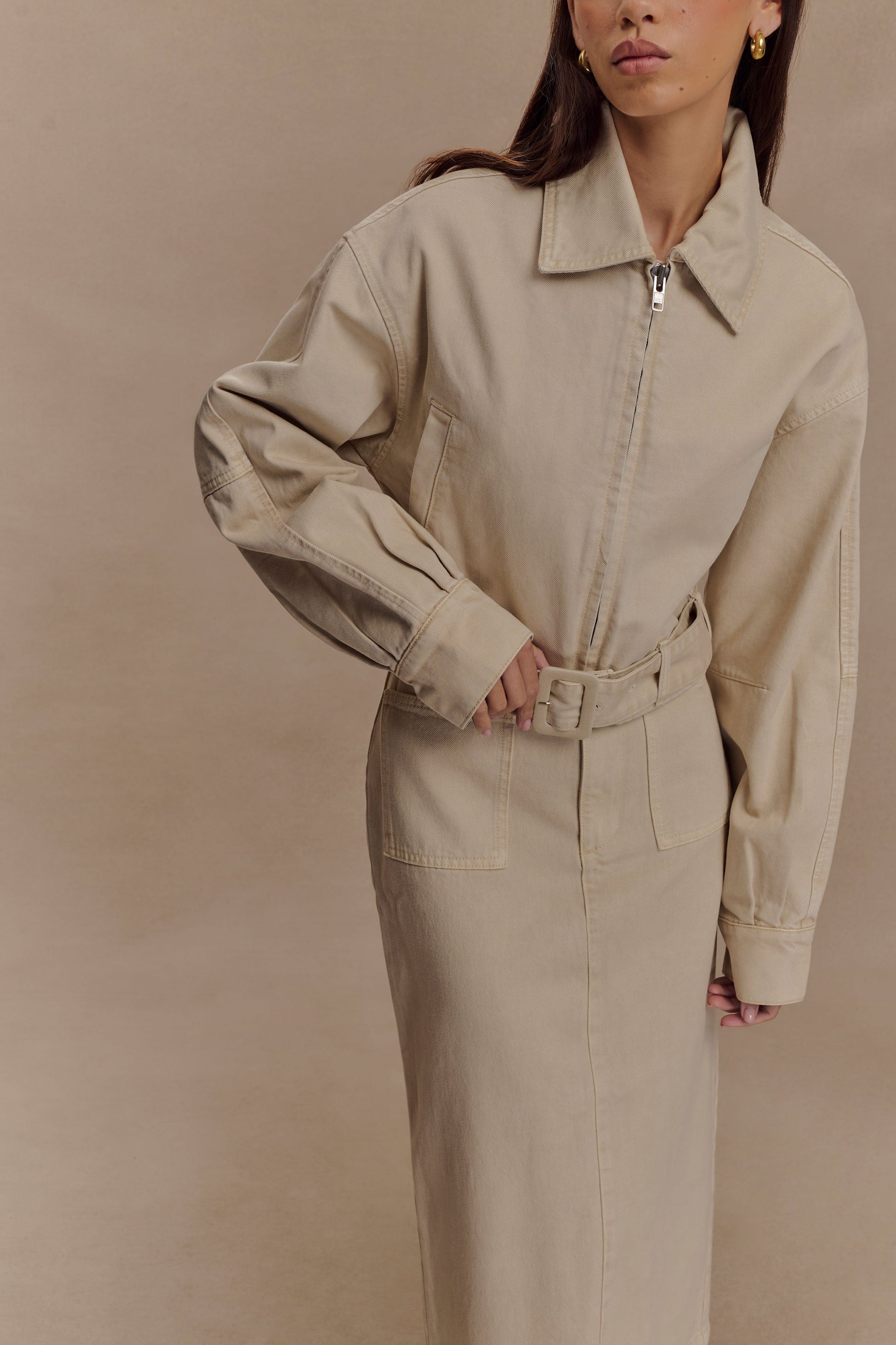 Fallon Cropped Denim Jacket - Stone Wash #4