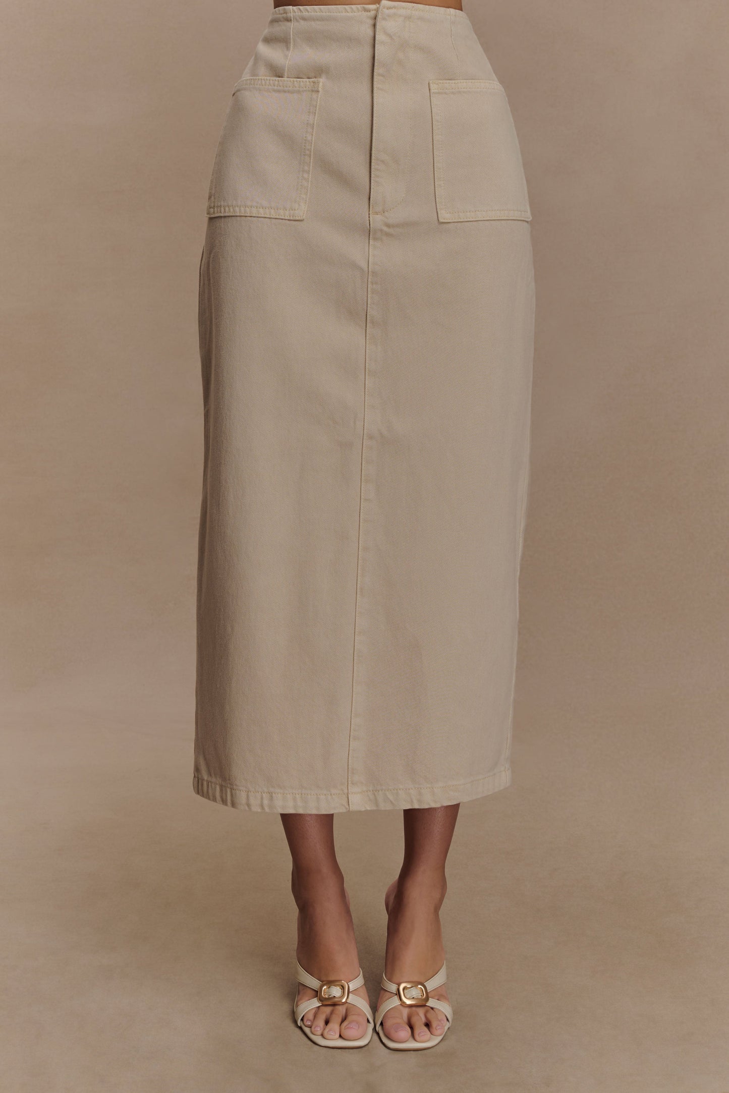 Fallon Denim Midi Skirt - Stone Wash