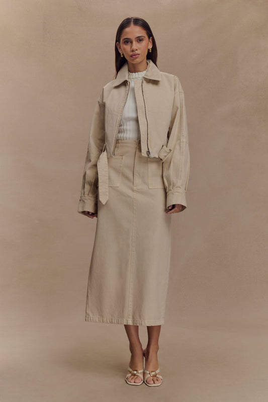 Fallon Cropped Denim Jacket - Stone Wash