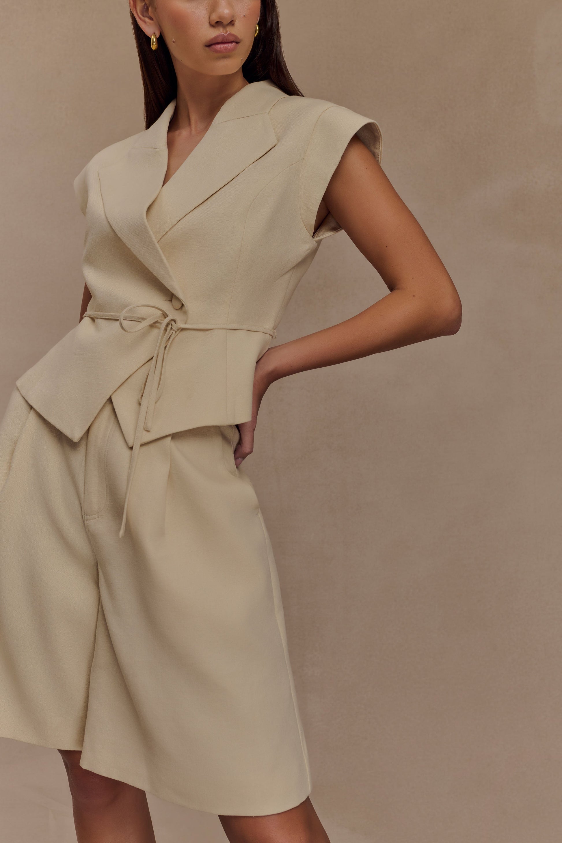 Andina Linen Shorts - Natural Beige #3