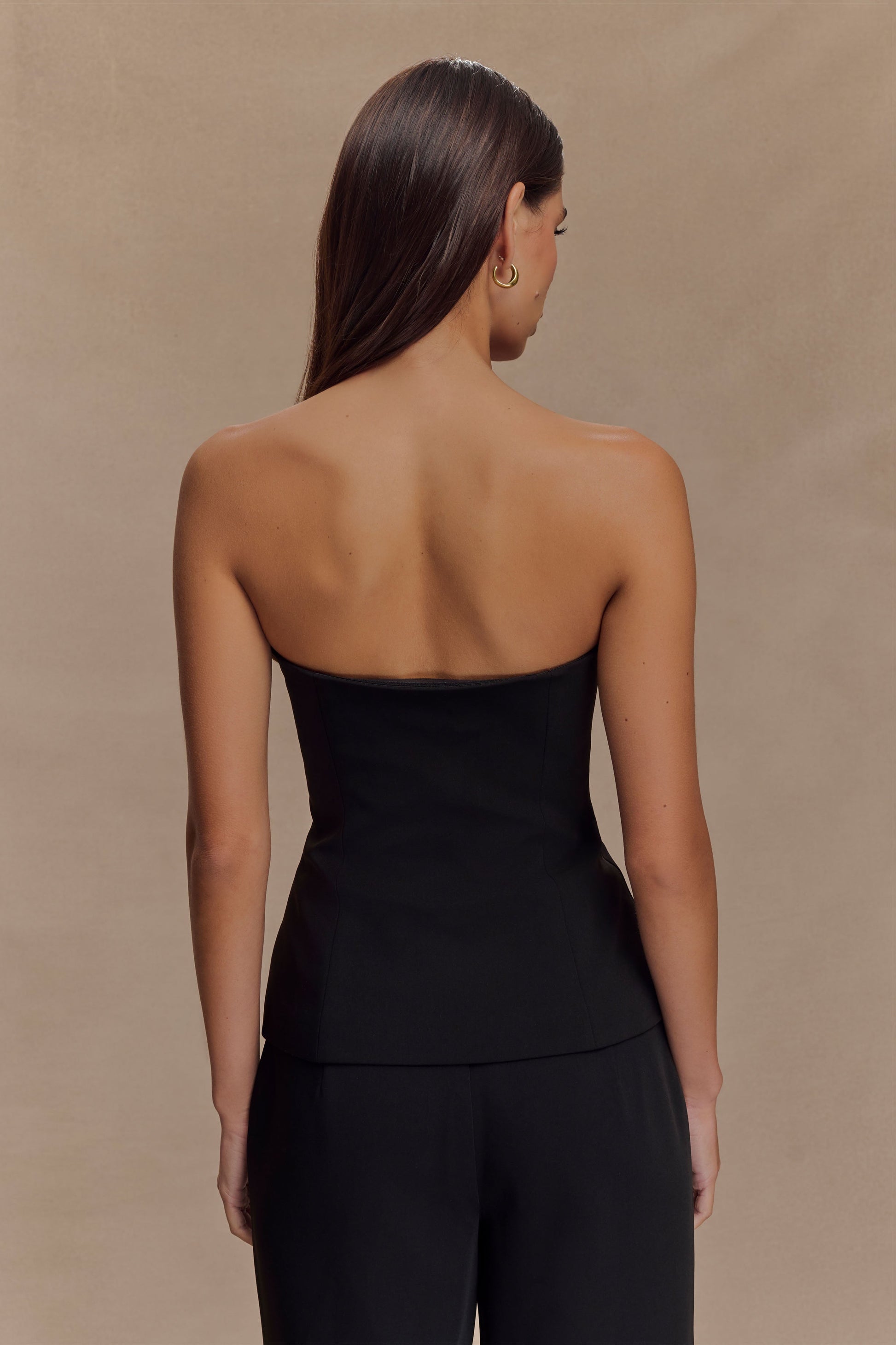 Lindie Strapless Suiting Top - Black #3