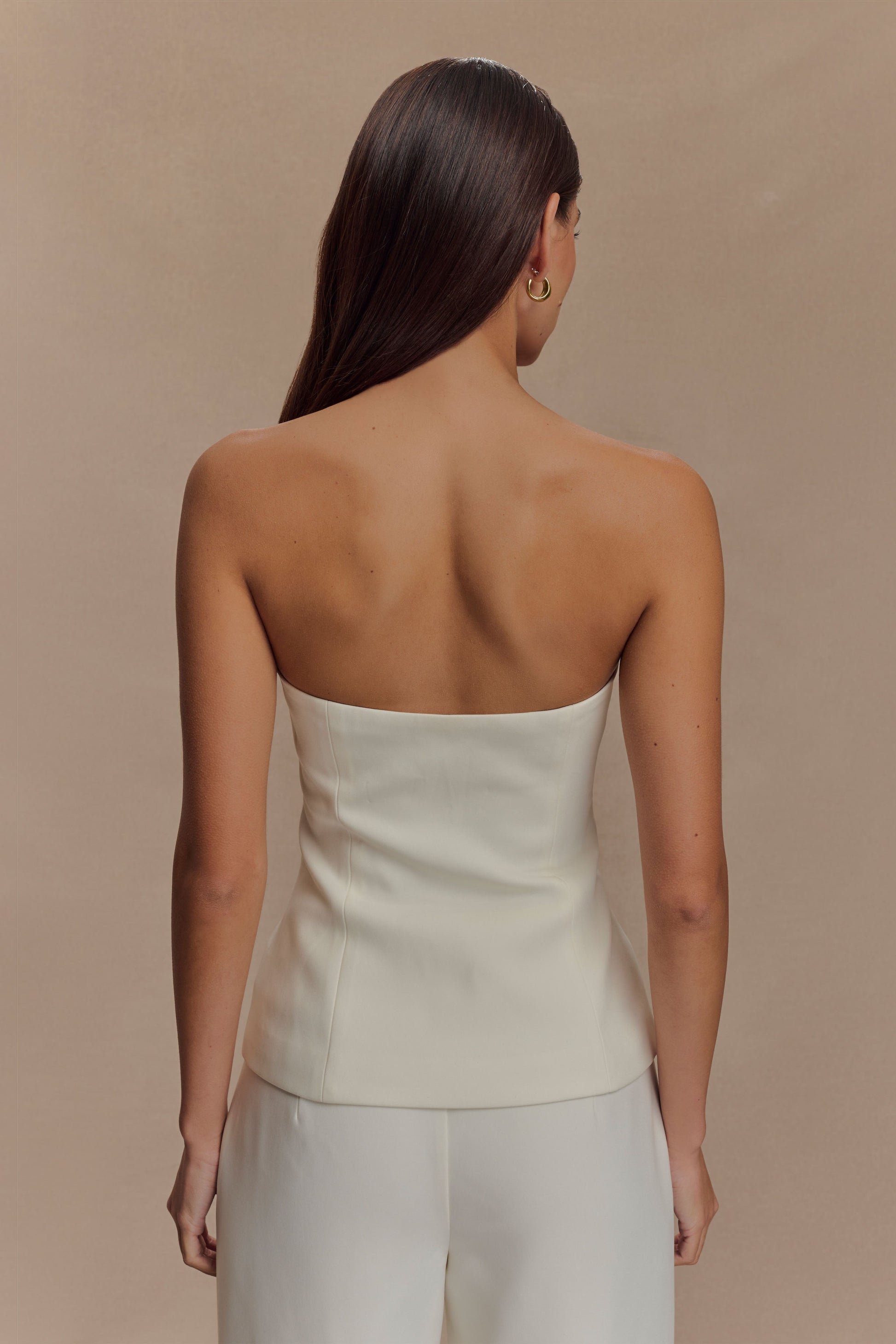Lindie Strapless Suiting Top - Ivory #2