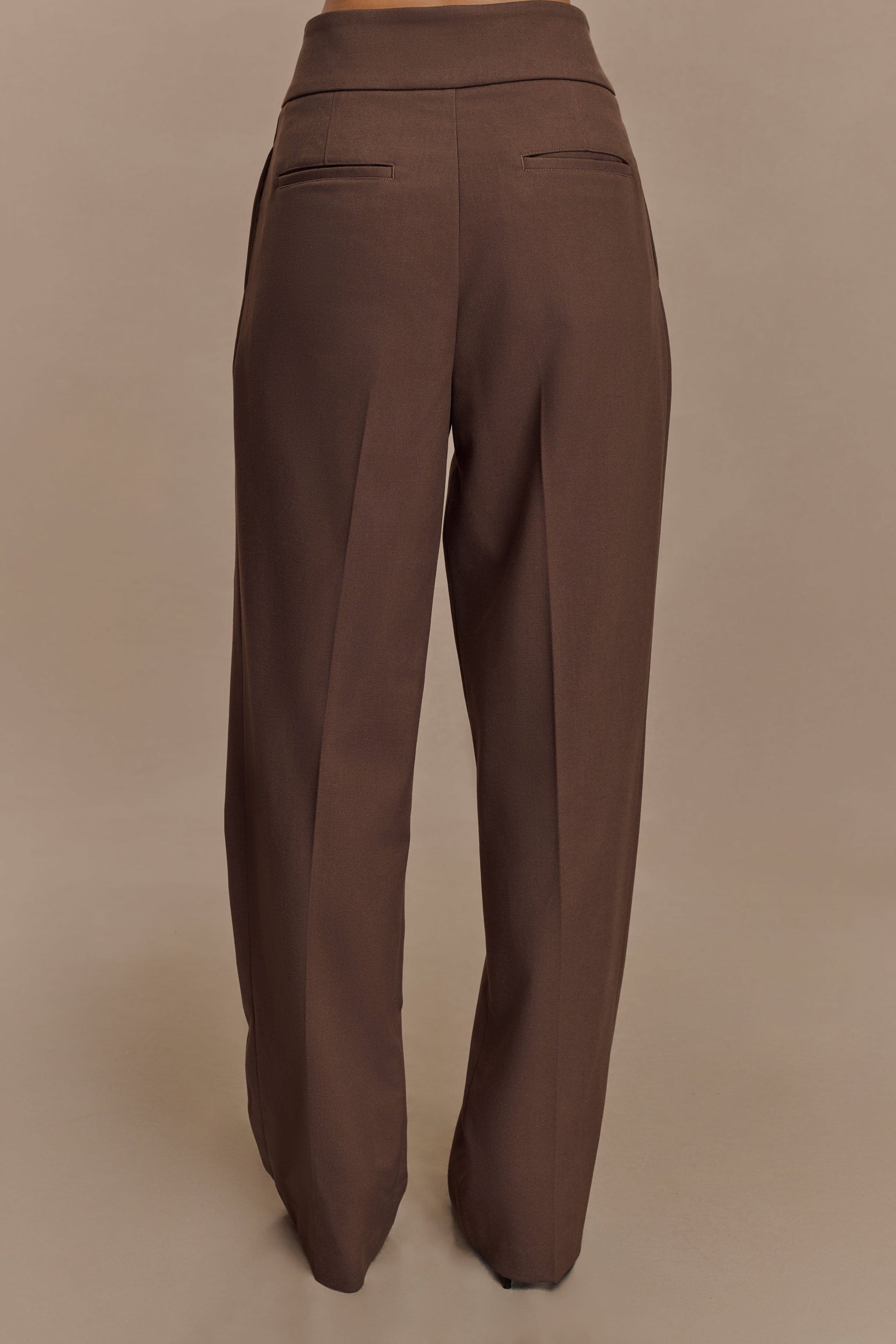 Penelope Pleated High Waisted Pants - Chocolate #2