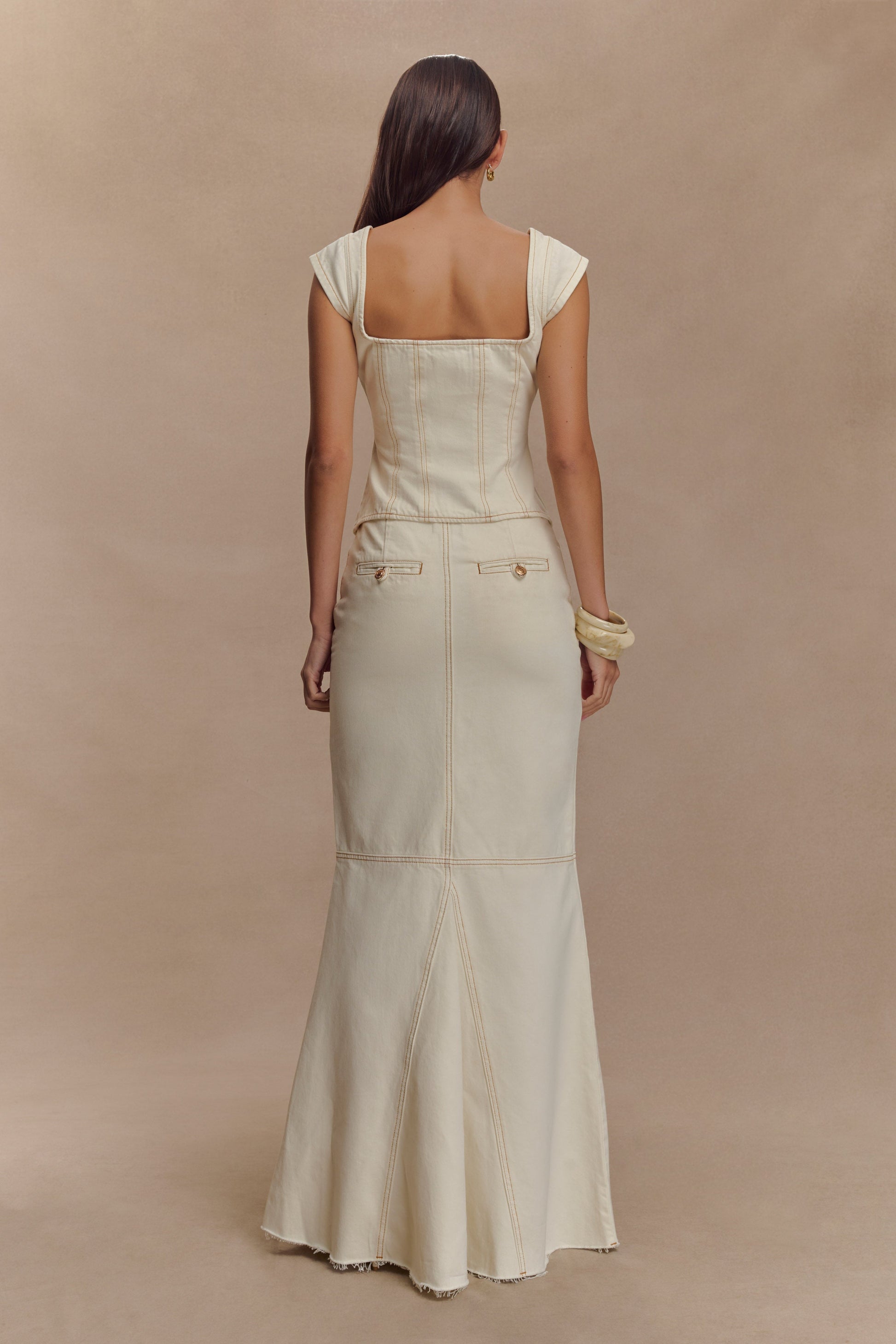 Loretta Denim Maxi Skirt - Ecru #3