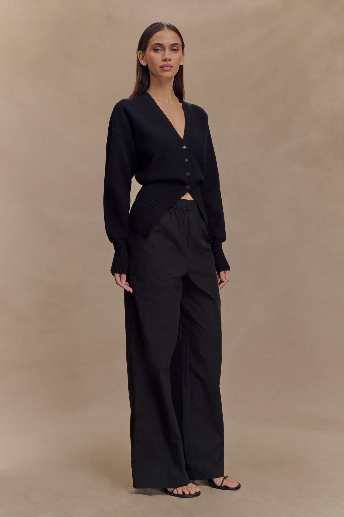 Alexia Buttoned Oversized Cardigan - Black #4