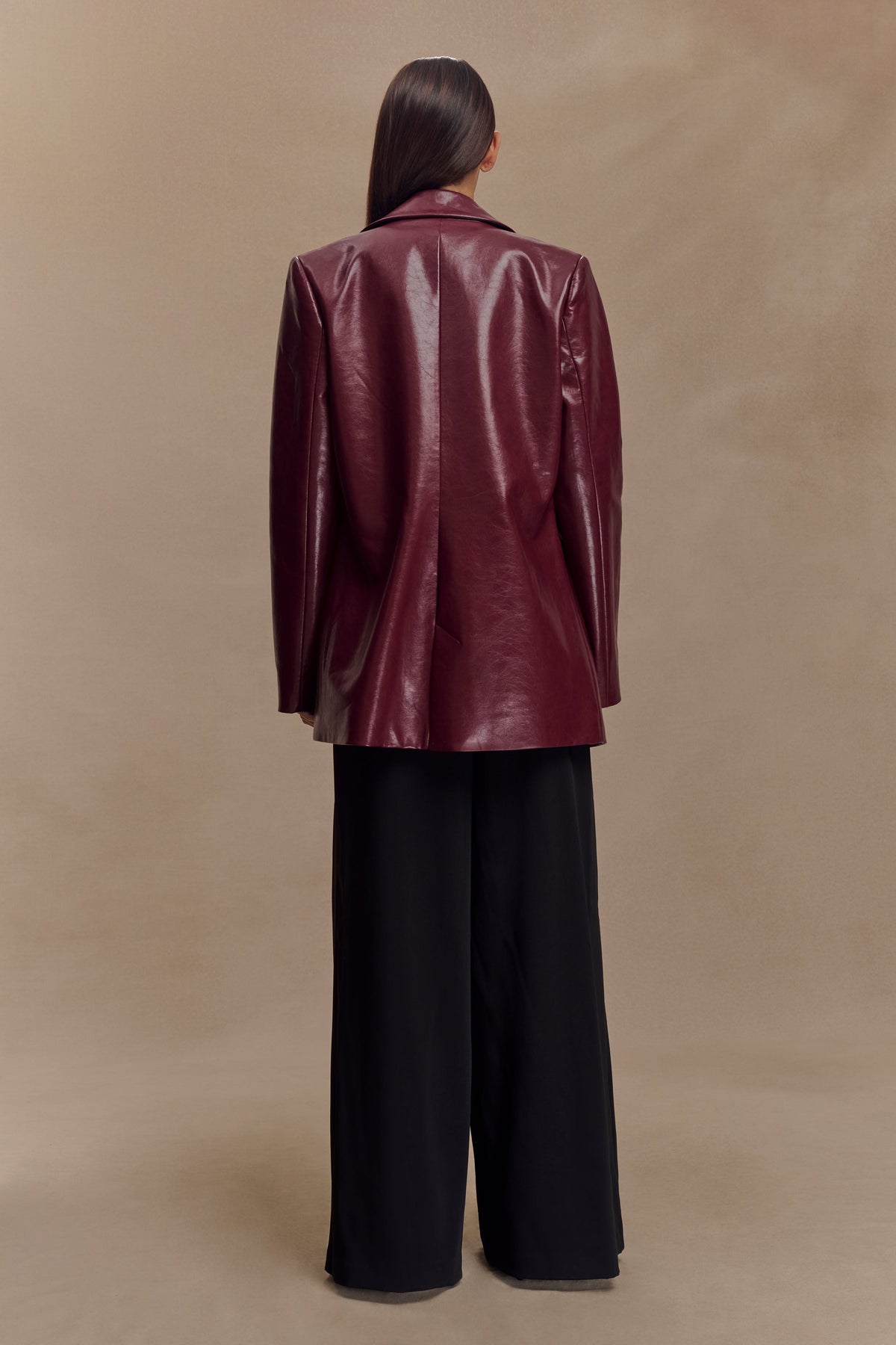 Deborah Faux Leather Coat - Cherry Red #2