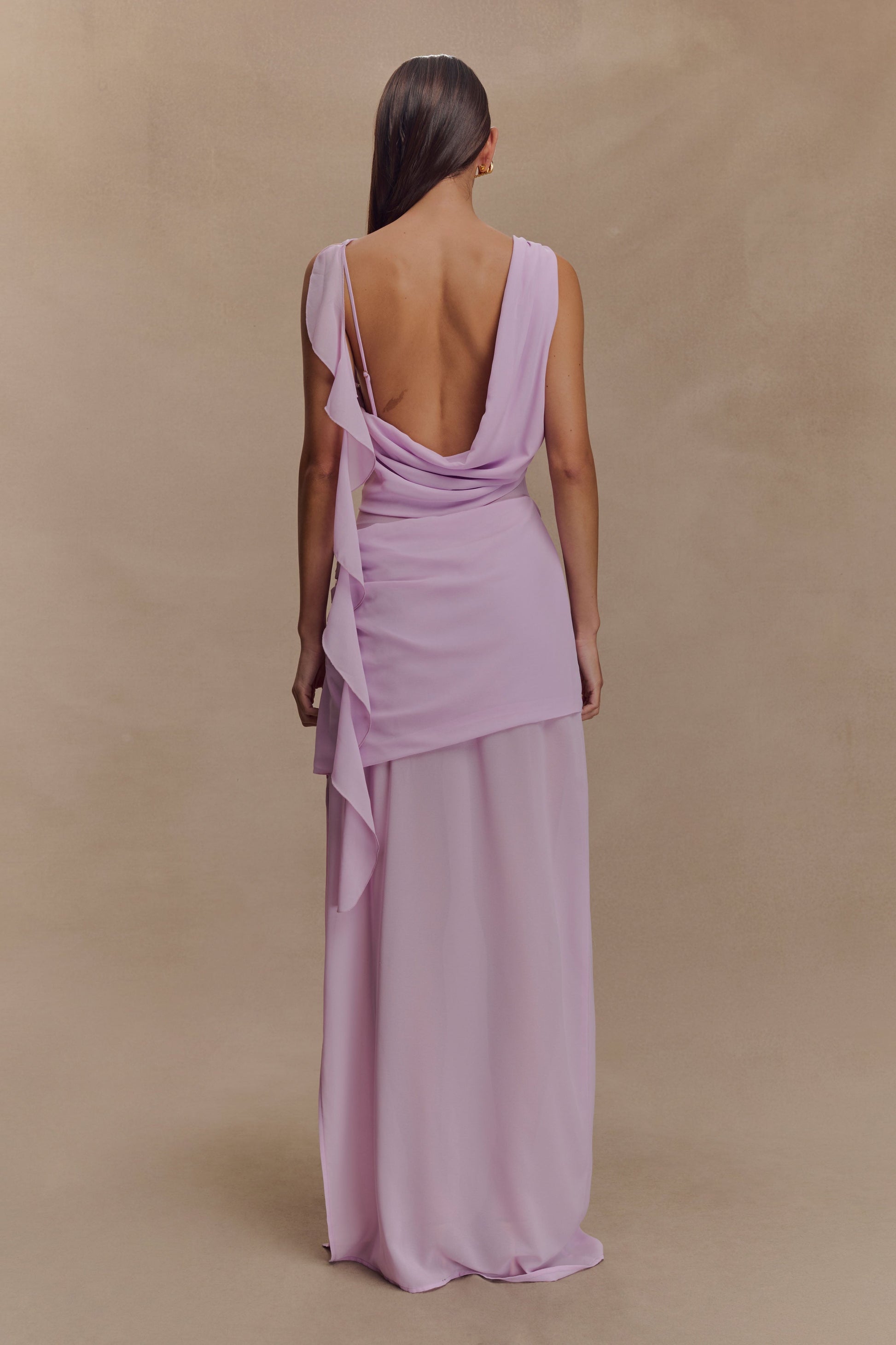 Daria Draped Chiffon Maxi Dress - Light Lilac #2