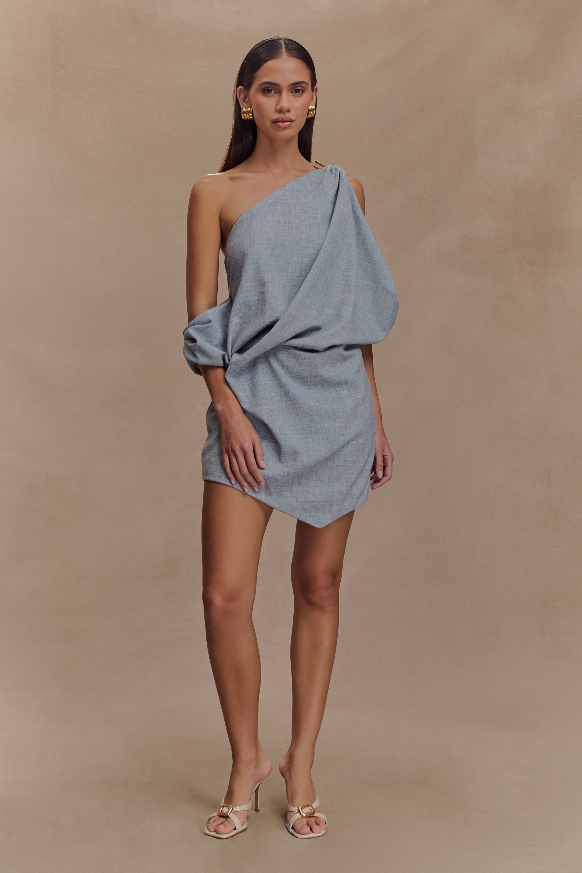 Gabriella Draped Mini Dress - Charcoal Blue Marle #6