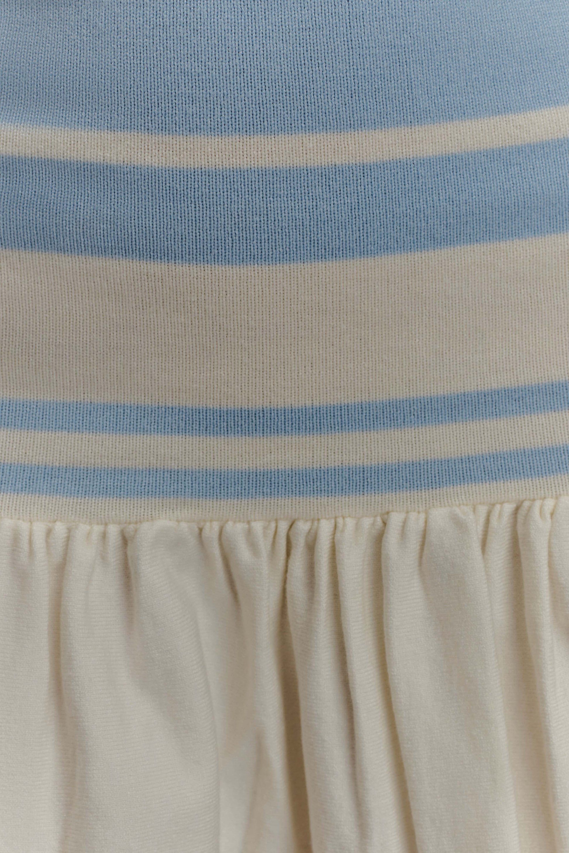 Ellison Contrast Knit Mini Dress - Blue/White #5