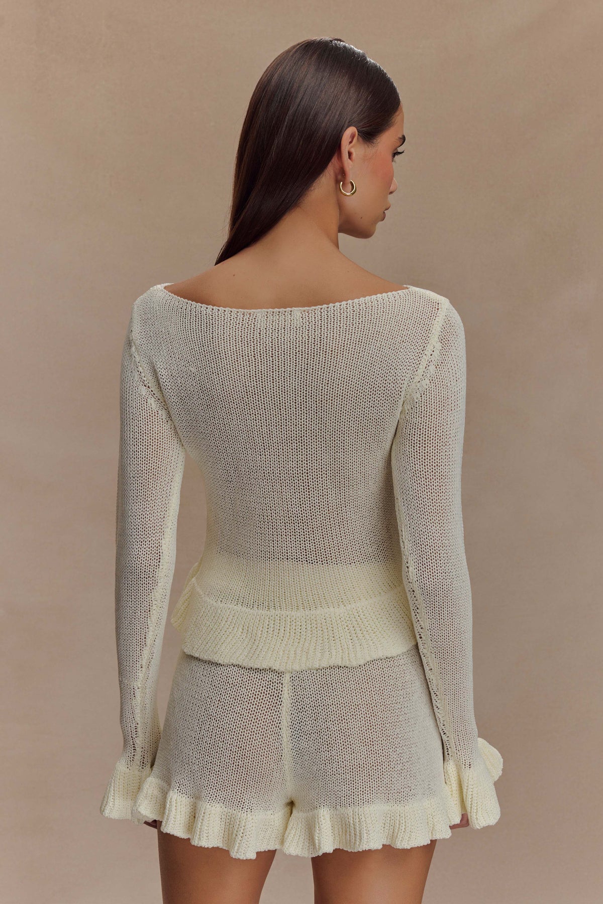Eleanor Knit Frill Cardigan - White