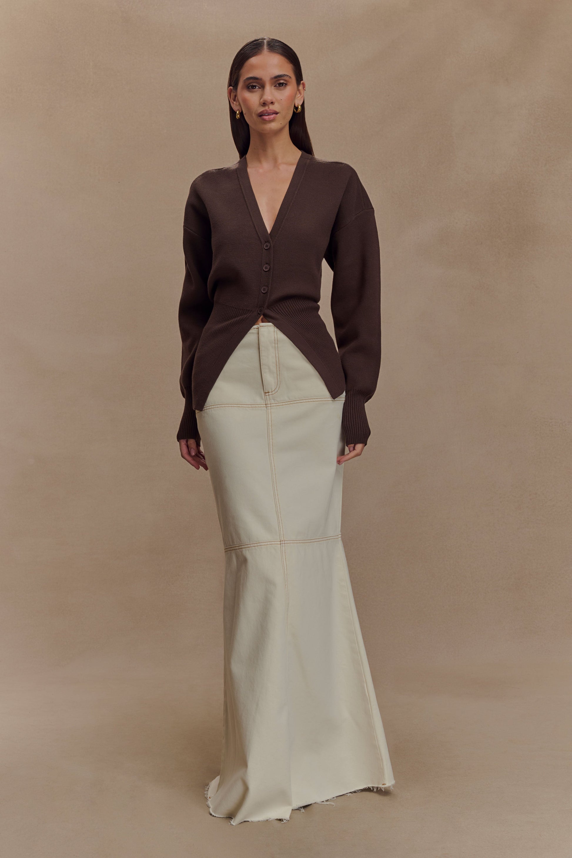 Alexia Buttoned Oversized Cardigan - Dark Chocolate #5