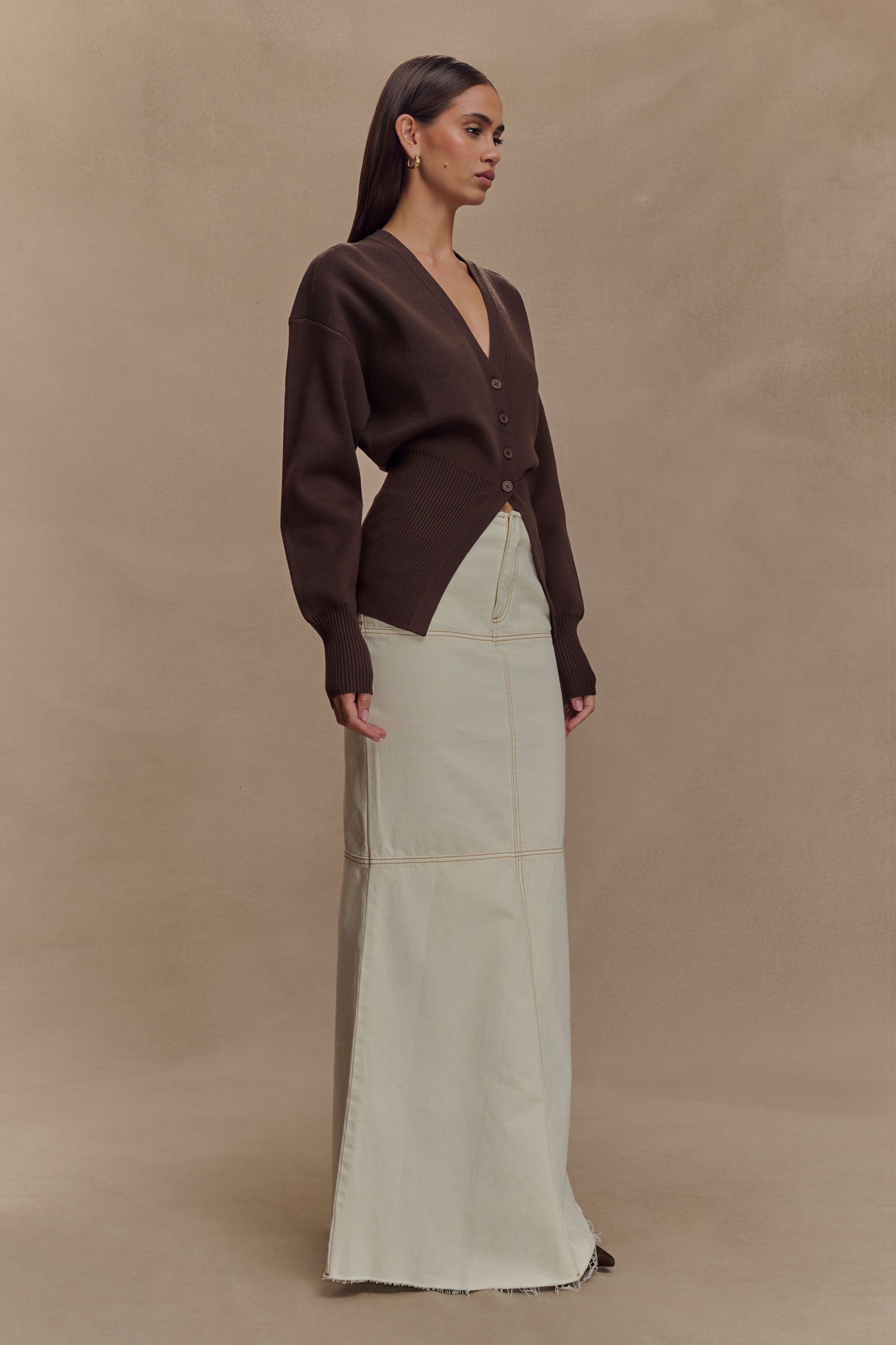 Alexia Buttoned Oversized Cardigan - Dark Chocolate #2