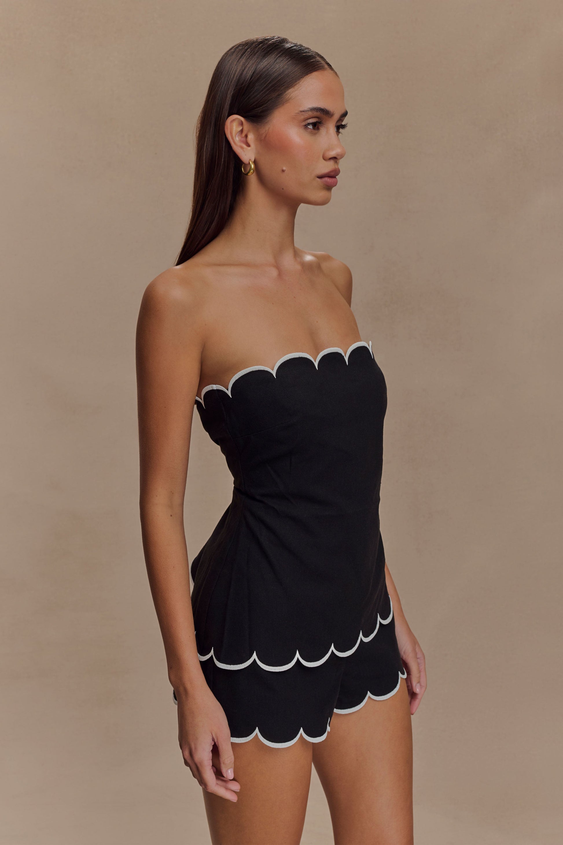 Judith Strapless Scallop Top - Black #4