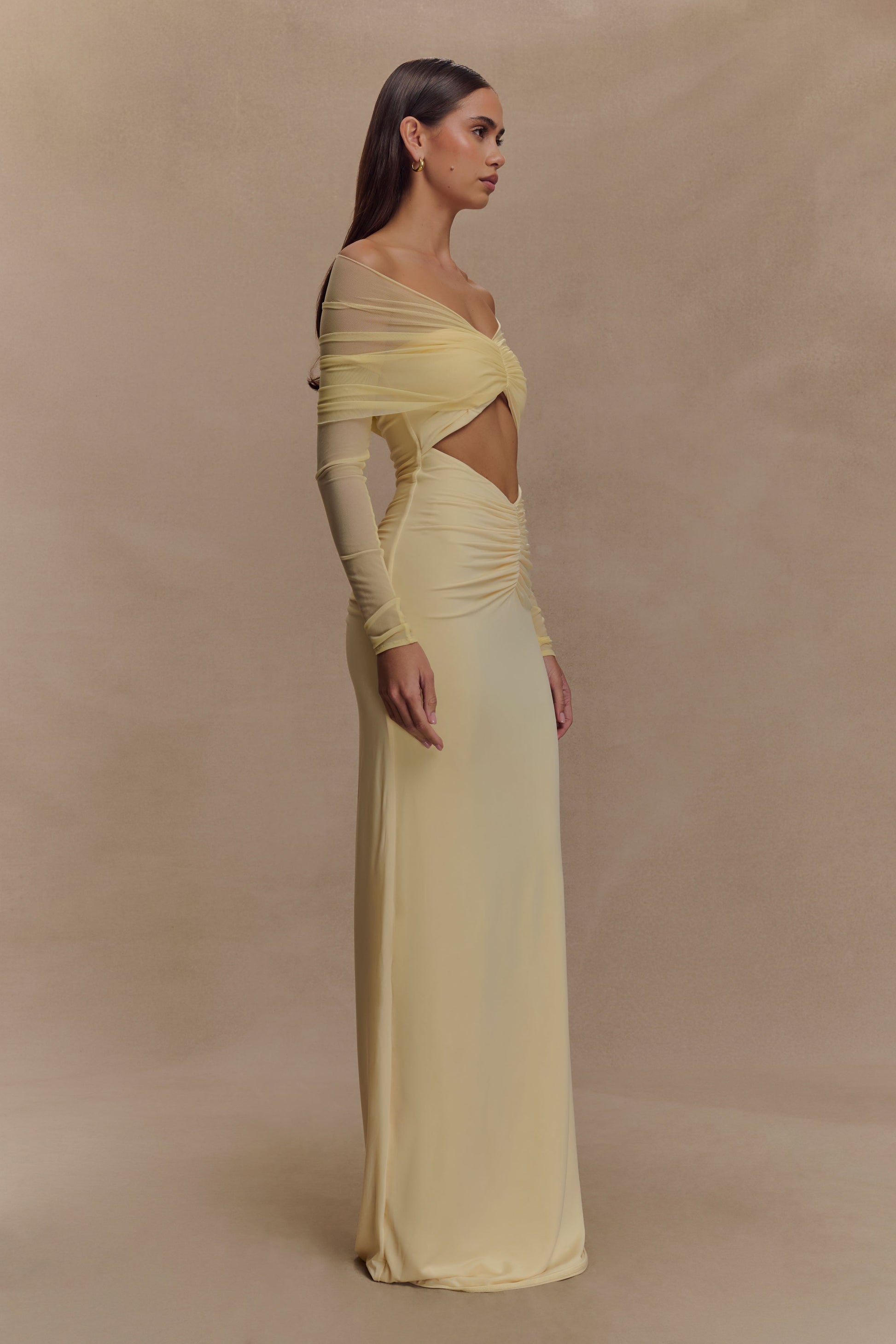 Rafaella Slinky And Mesh Maxi Dress - Lemon #4