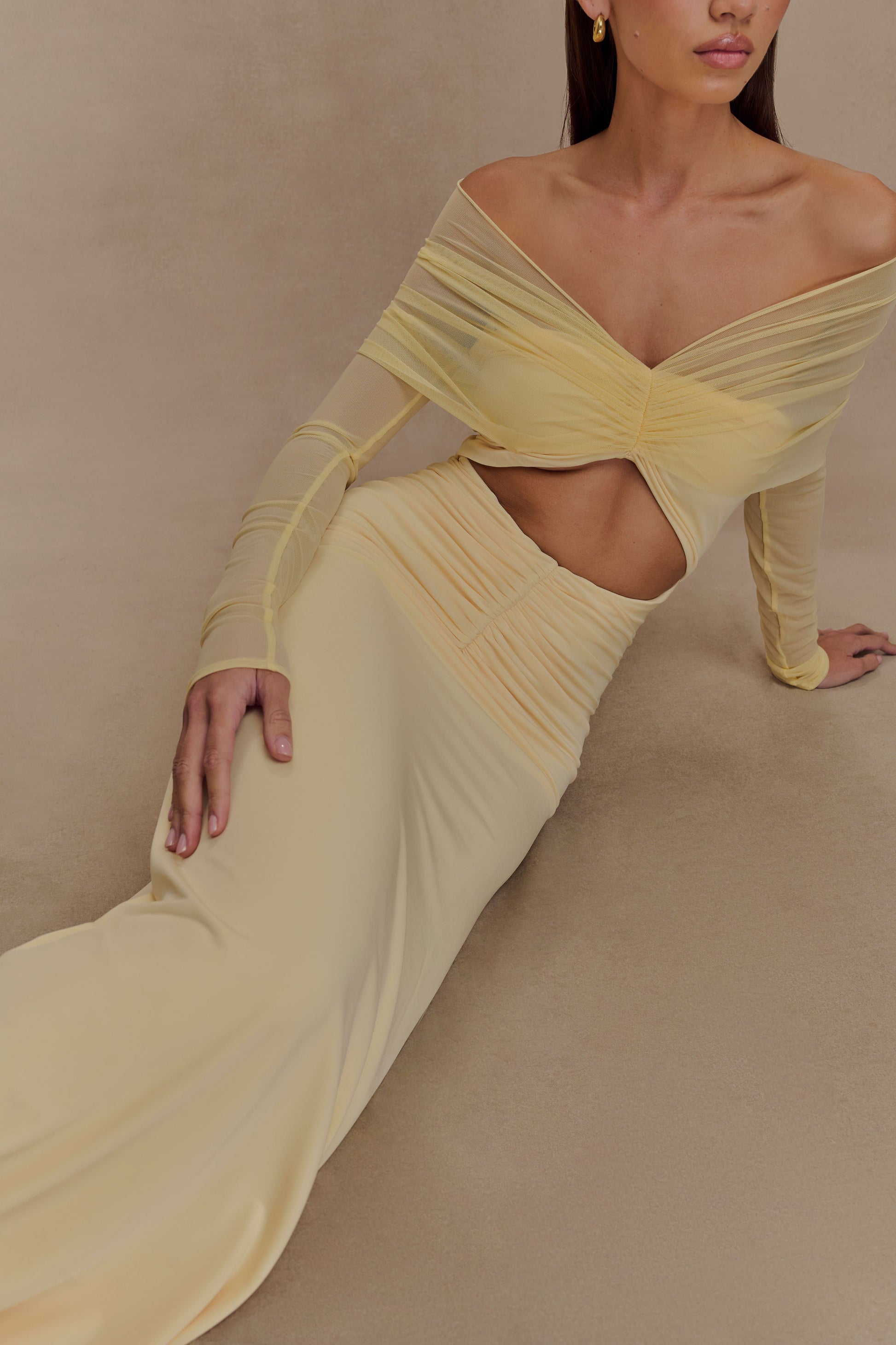 Rafaella Slinky And Mesh Maxi Dress - Lemon #3