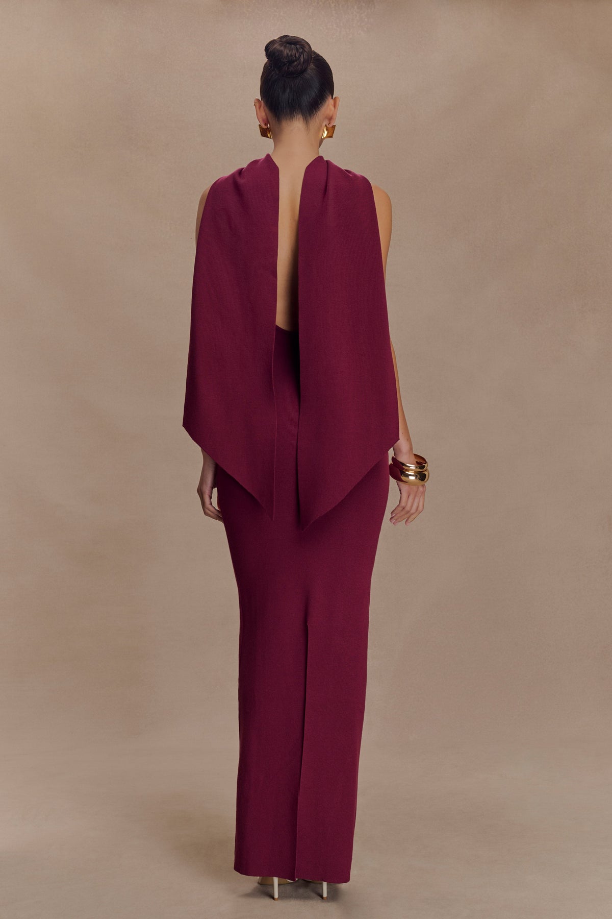 Darby Knit Scarf Maxi Dress - Merlot #2