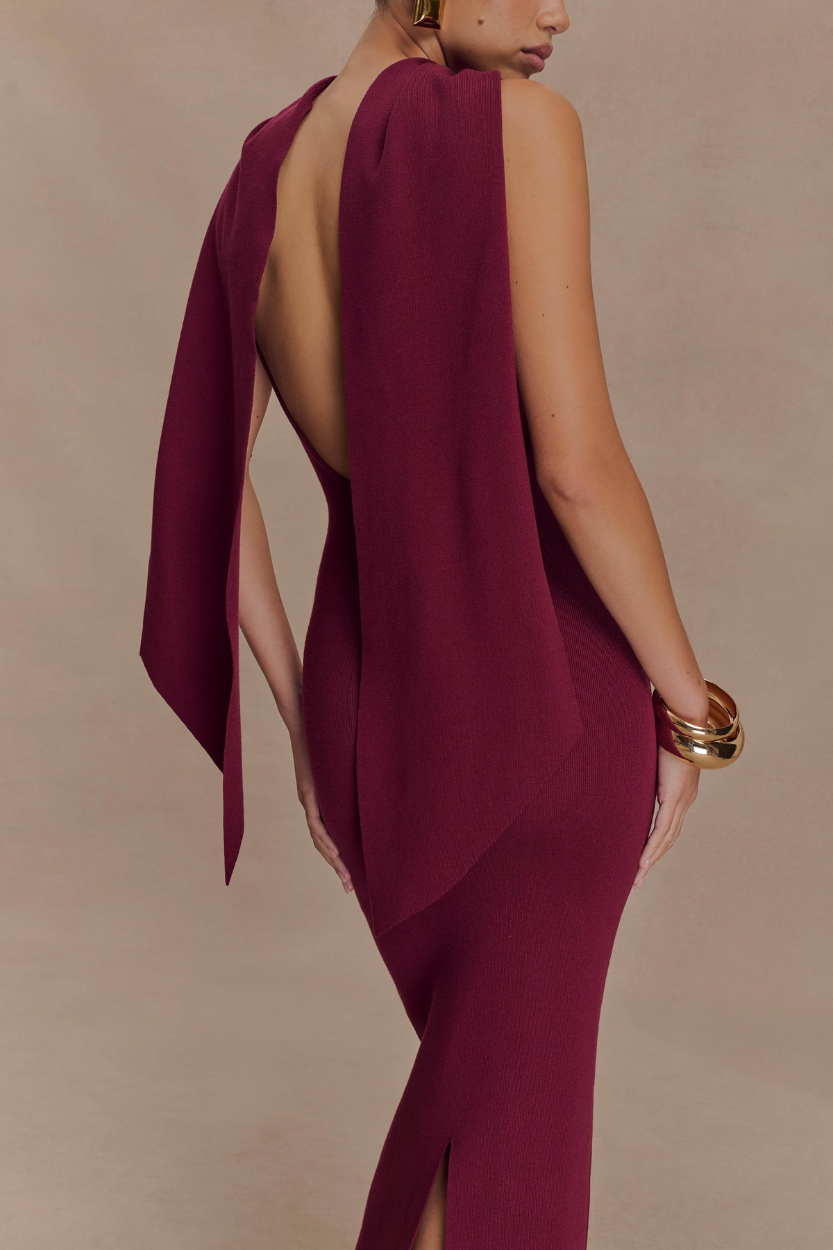 Darby Knit Scarf Maxi Dress - Merlot #5