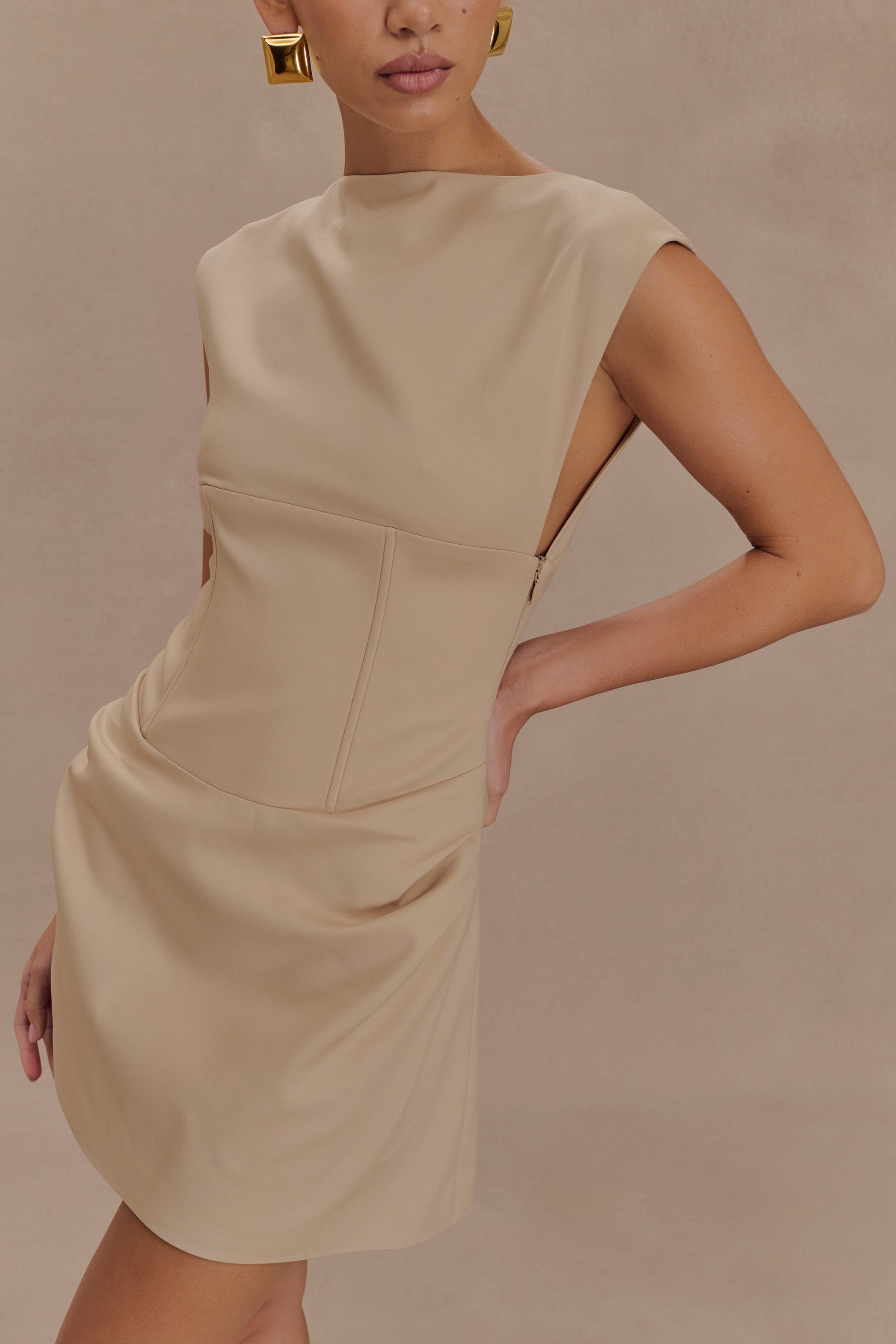 Doris Sleeveless Mini Dress - Camel #3